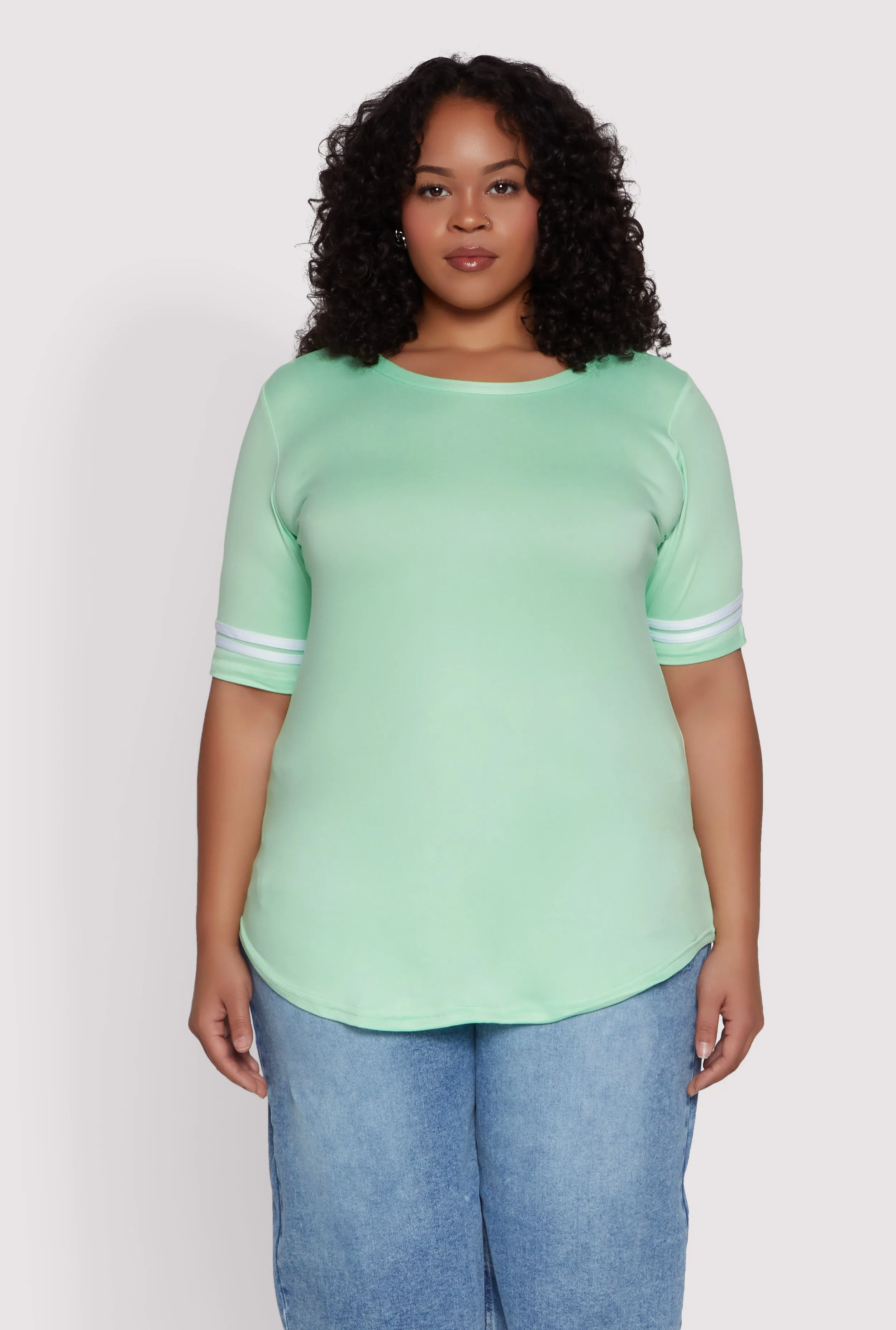 Plus Size Varsity Stripe Sleeve Tee sold by Rainbow product image thumbnail 2