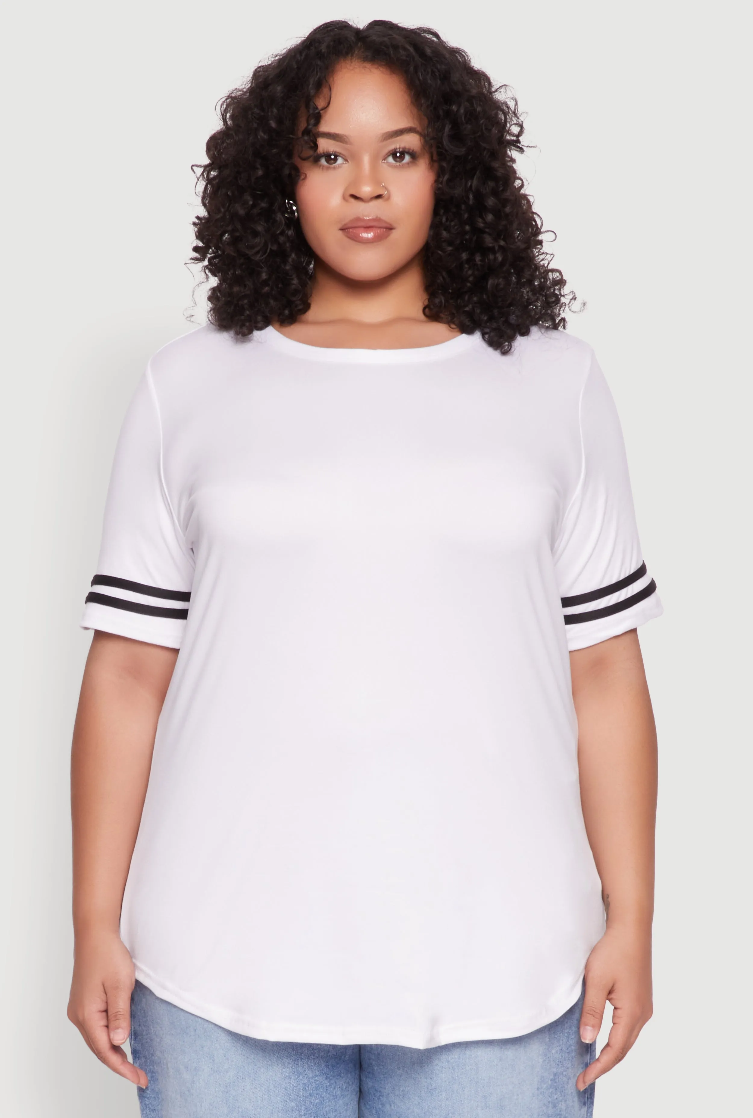 Plus Size Varsity Stripe Sleeve Tee sold by Rainbow product image thumbnail 2