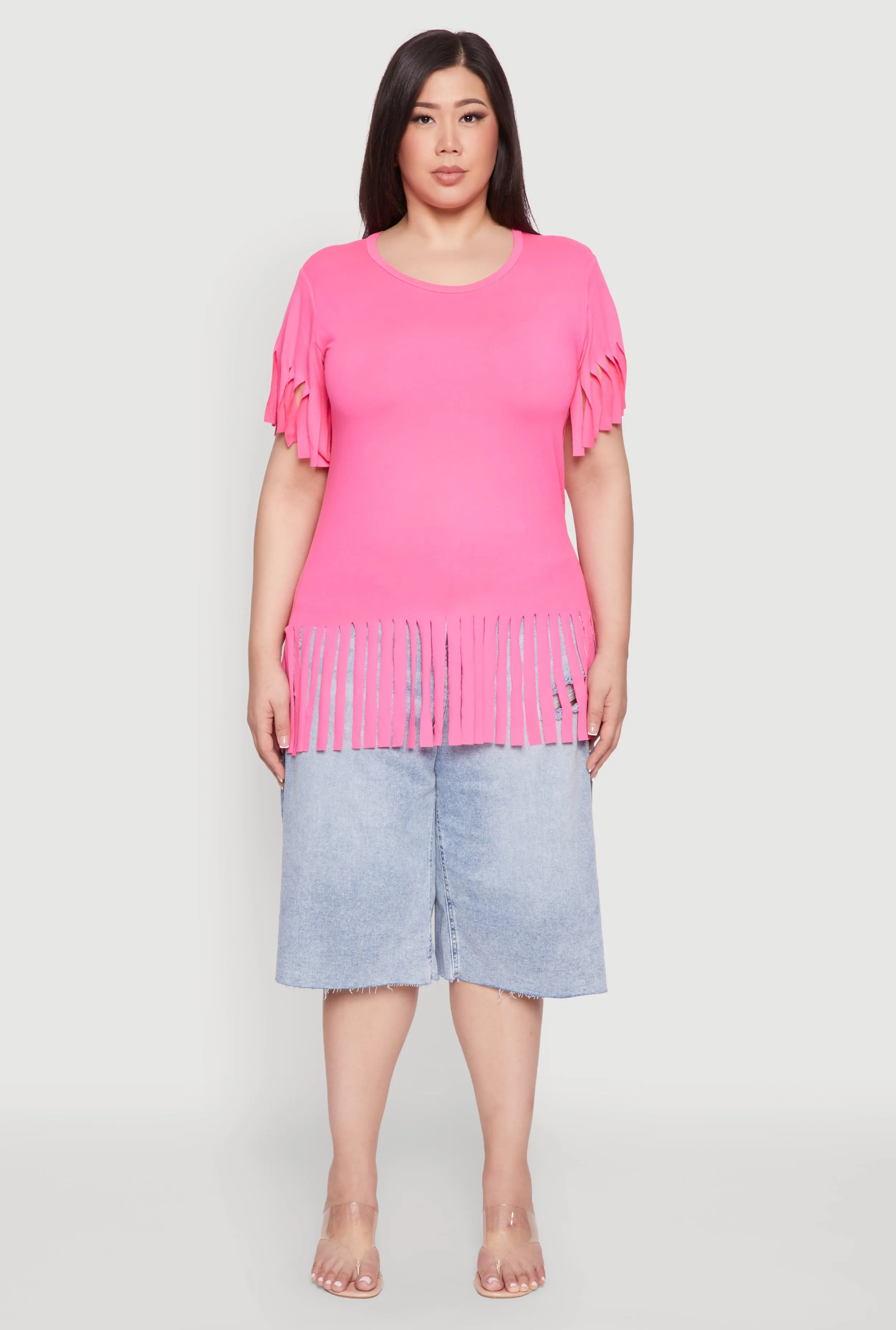 Plus Size Fringe Hem Tee sold by Rainbow