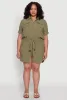 Plus Size Button Front Tie Waist Shirt Dress sold by Rainbow