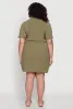 Plus Size Button Front Tie Waist Shirt Dress sold by Rainbow