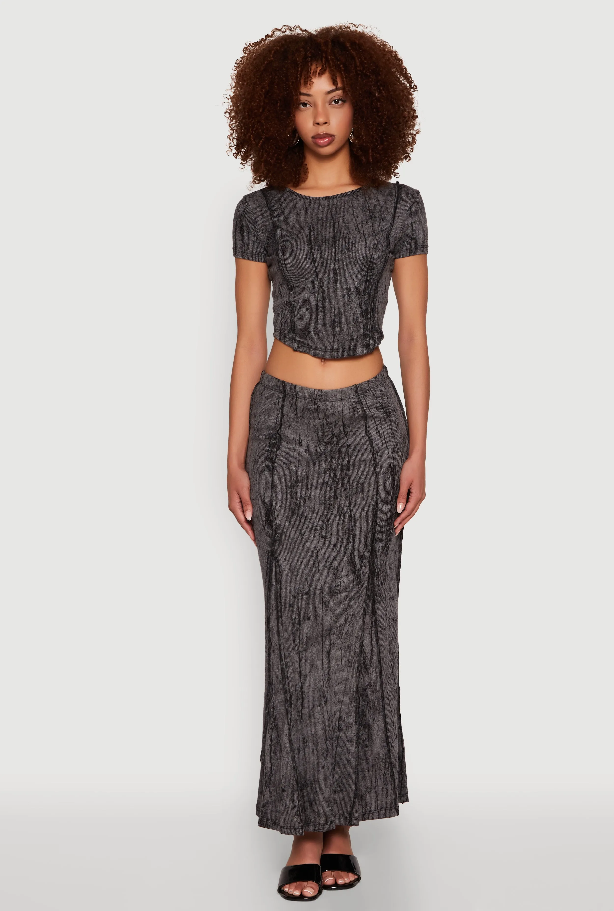 Mineral Wash Pintuck Maxi Skirt sold by Rainbow product image thumbnail 2