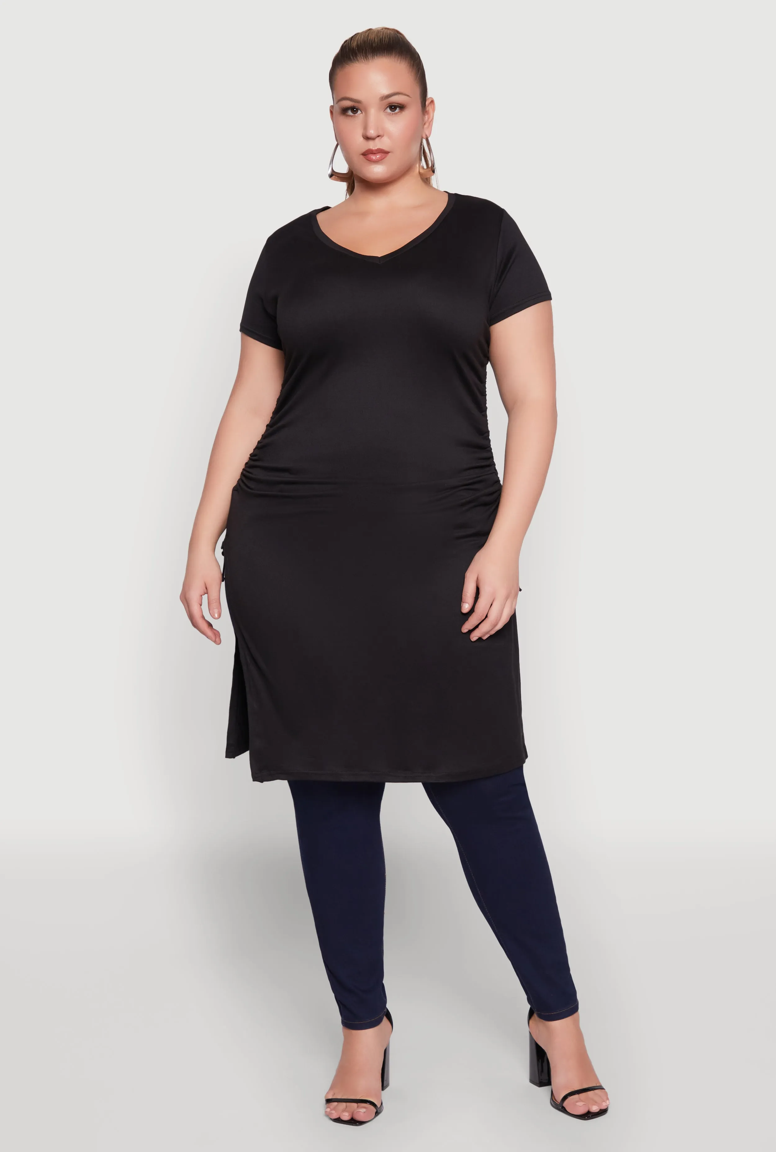 Plus Size Ruched Side Slit Maxi Top sold by Rainbow
