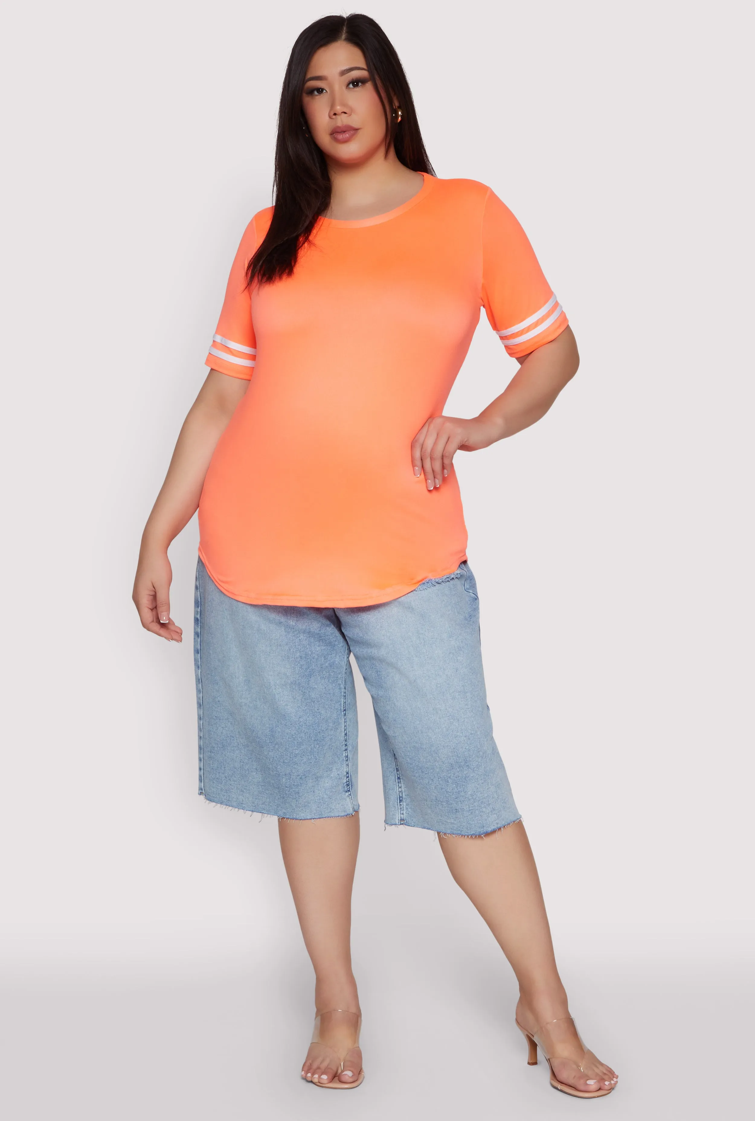 Plus Size Varsity Stripe Sleeve Tee sold by Rainbow product image thumbnail 3