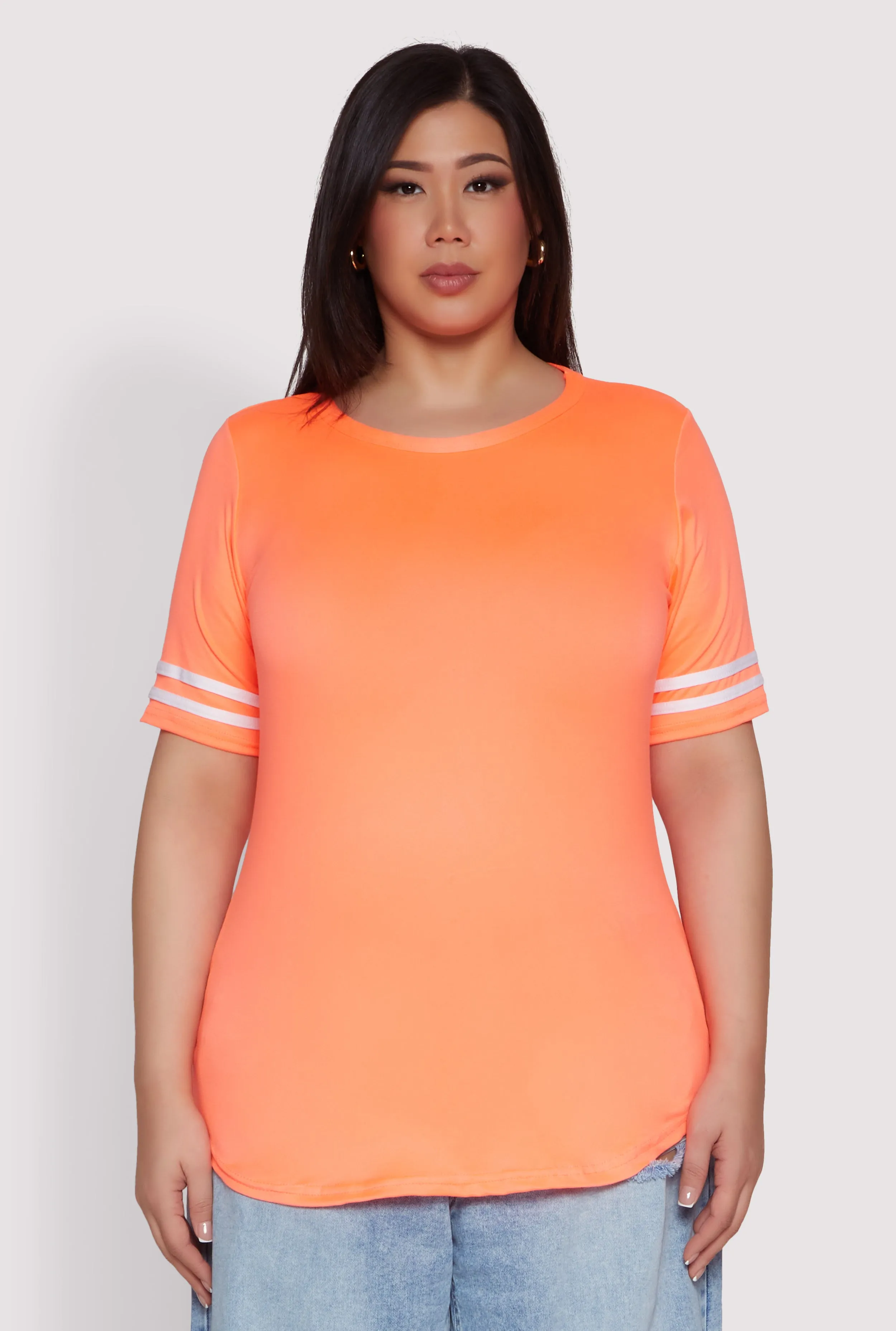 Plus Size Varsity Stripe Sleeve Tee sold by Rainbow product image thumbnail 2