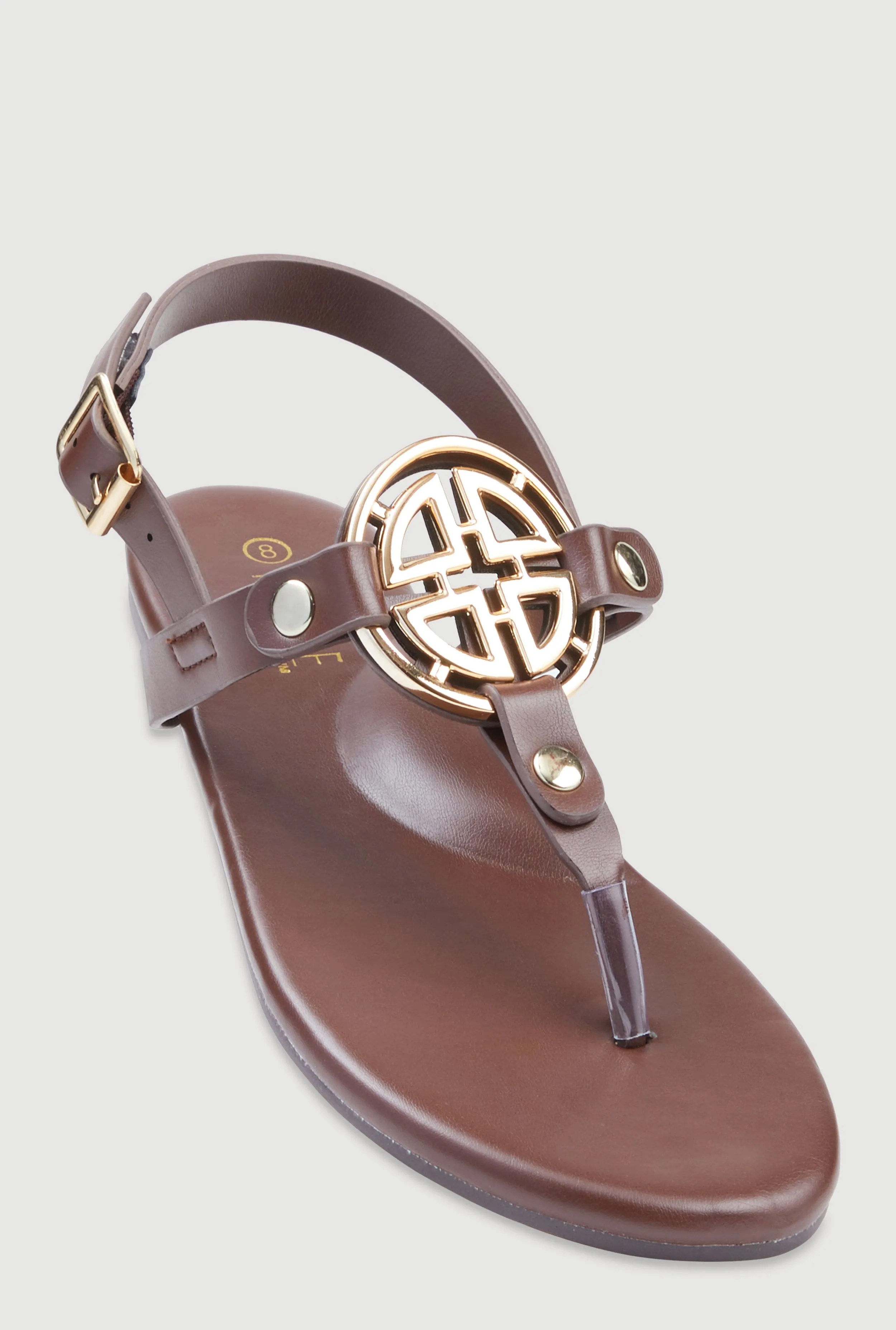 Metallic Geometric Pendant Thong Sandals sold by Rainbow