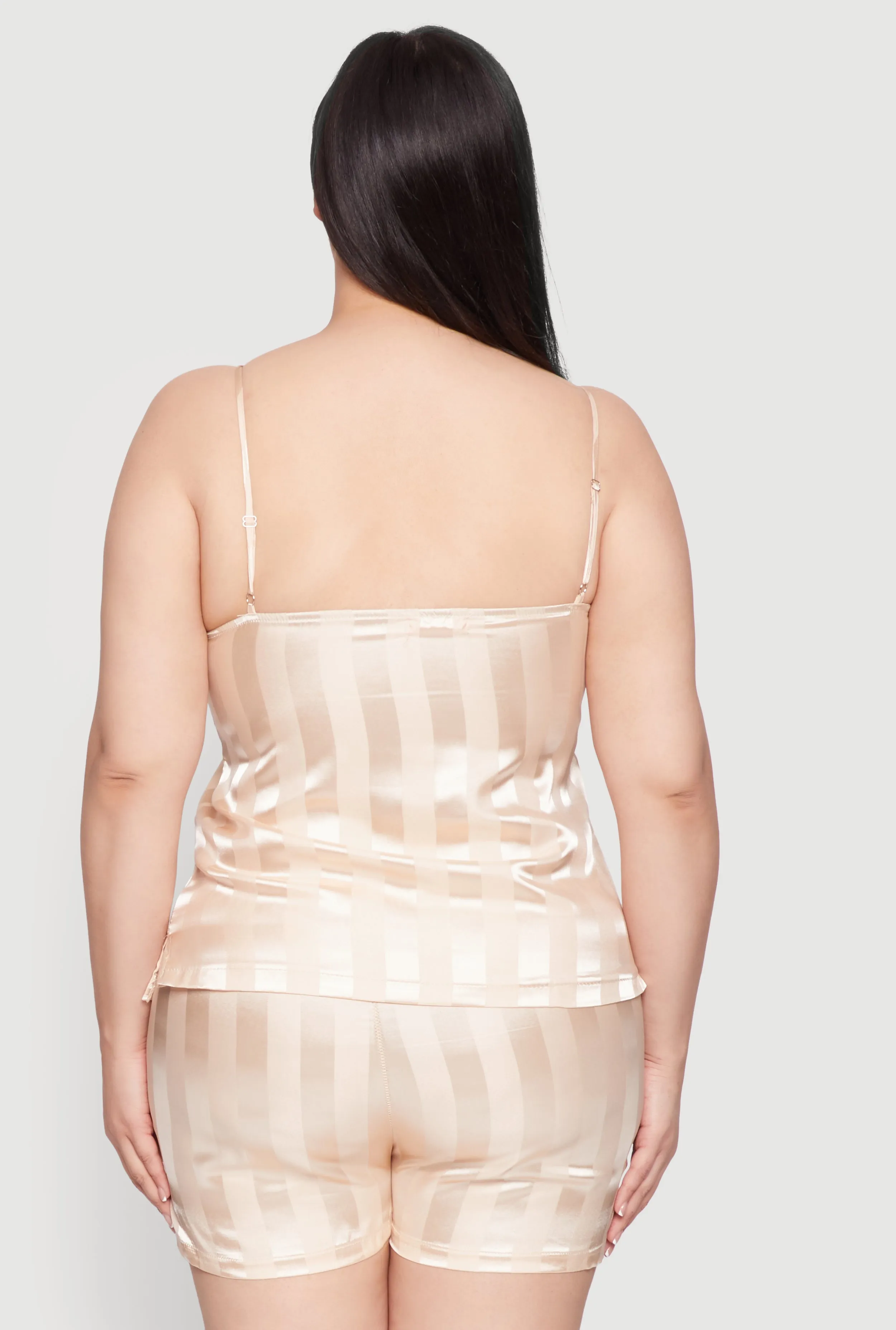 Plus Size Satin Shadow Stripe Pajama Cami and Shorts sold by Rainbow product image thumbnail 3