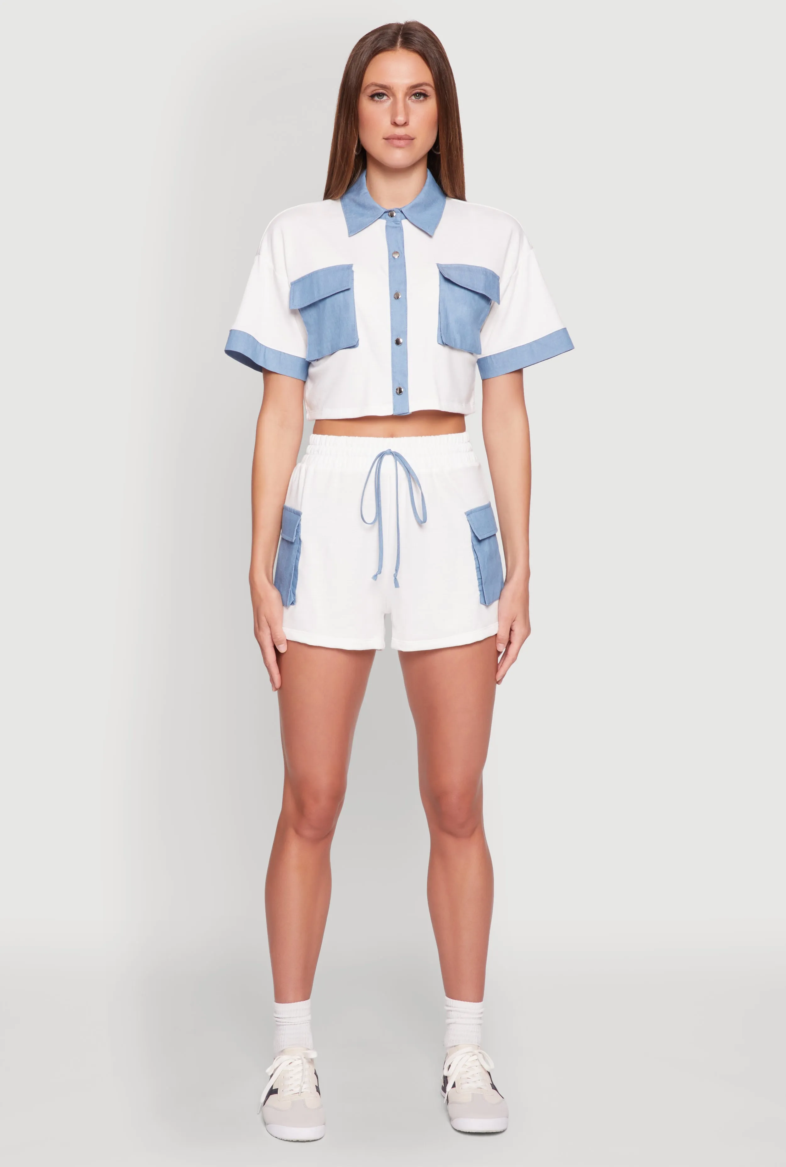 Chambray Cargo Pocket Sweatshorts sold by Rainbow