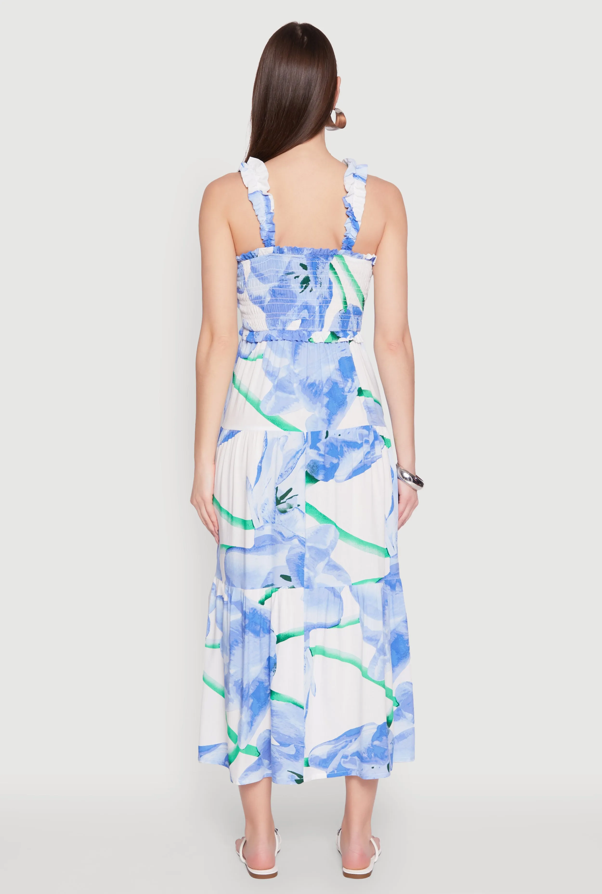Floral Square Neck Tiered Midi Dress sold by Rainbow product image thumbnail 5