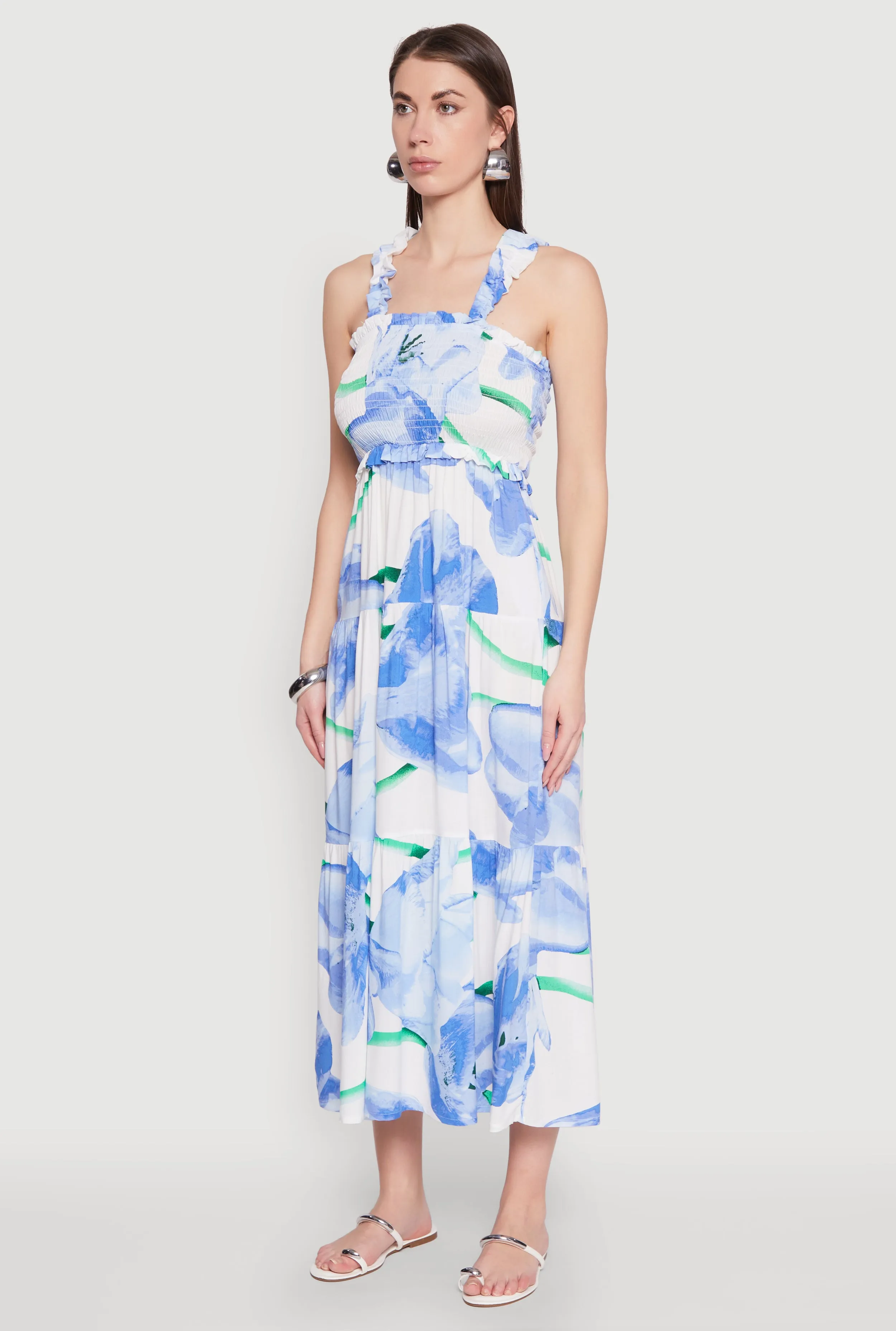 Floral Square Neck Tiered Midi Dress sold by Rainbow product image thumbnail 3