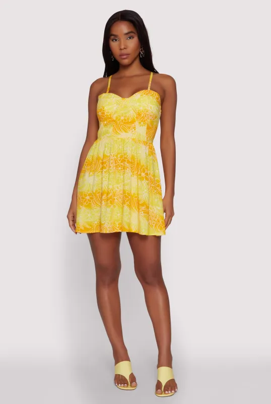 Gradient Floral Print Bustier Skater Dress sold by Rainbow