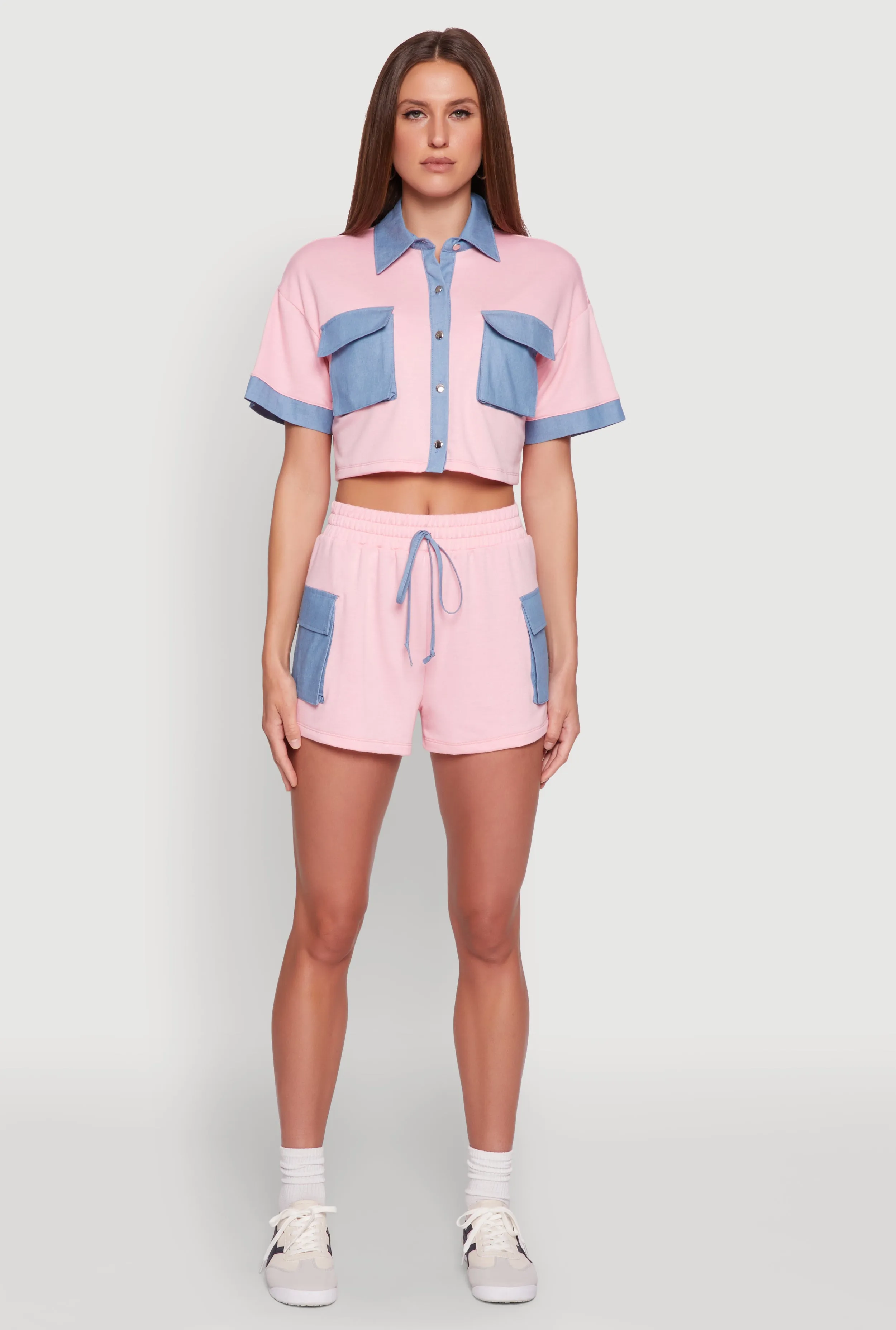 Chambray Cargo Pocket Sweatshorts sold by Rainbow