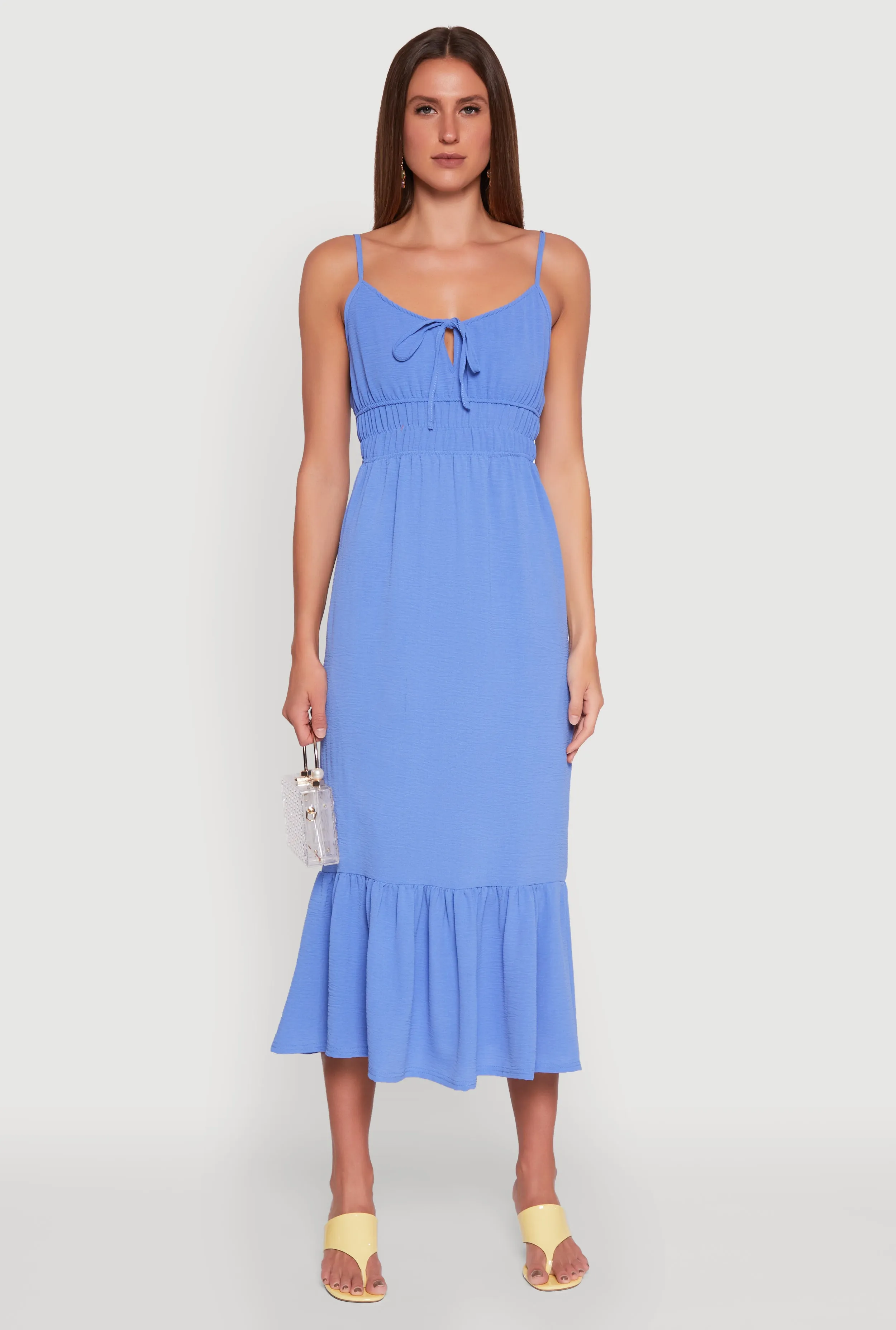 Tie Front Keyhole Flounce Hem Maxi Dress sold by Rainbow product image thumbnail 2