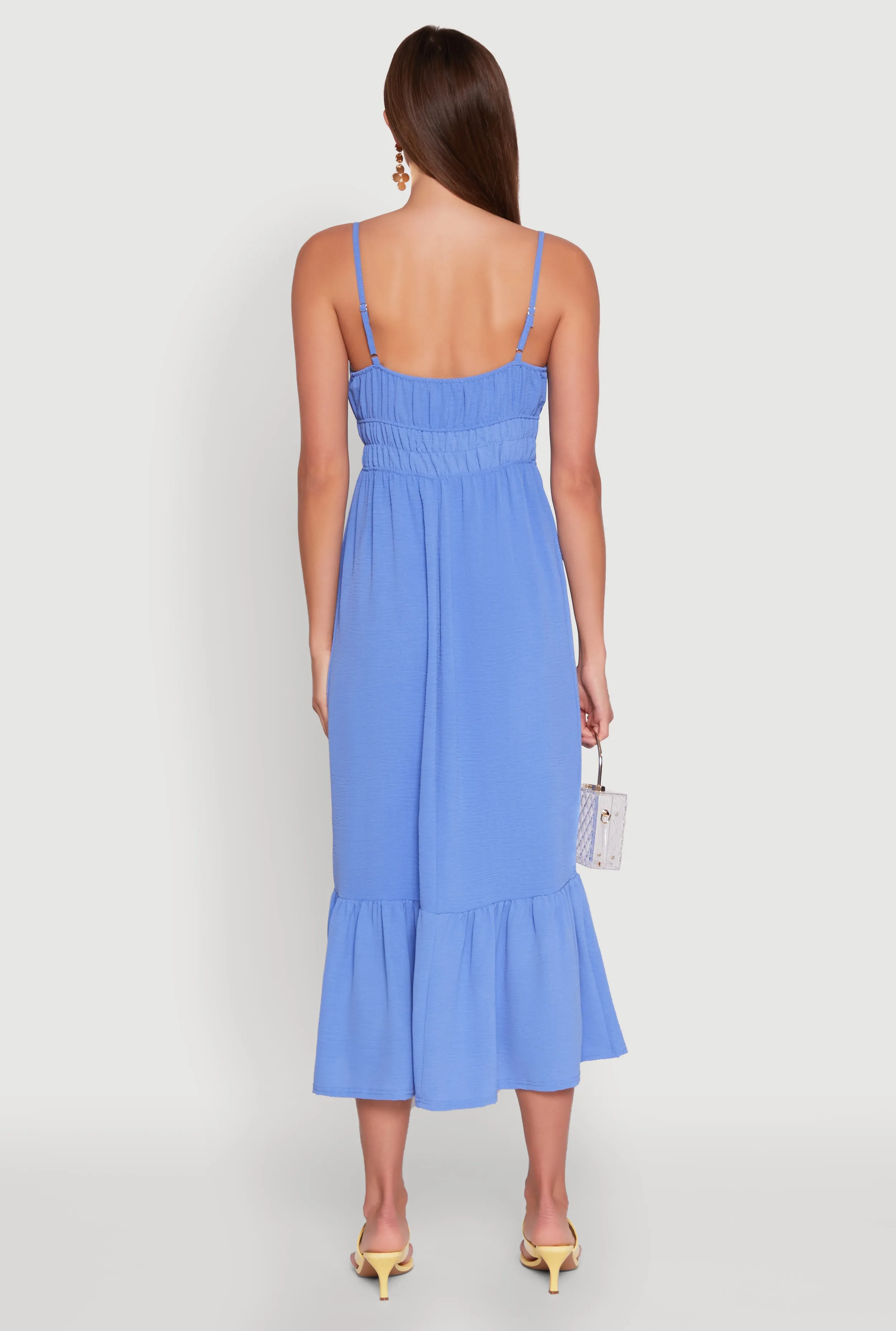 Tie Front Keyhole Flounce Hem Maxi Dress sold by Rainbow product image thumbnail 5