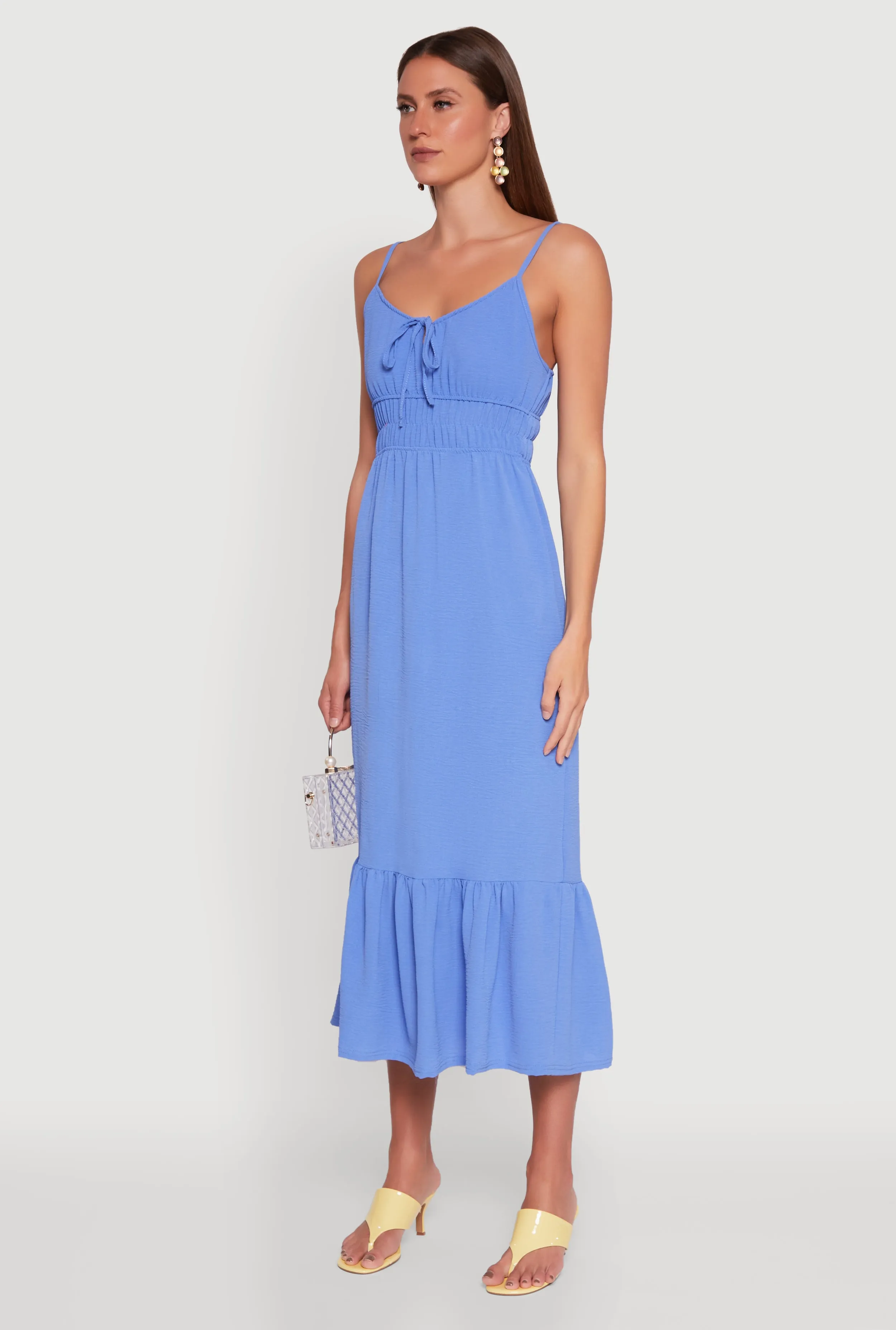 Tie Front Keyhole Flounce Hem Maxi Dress sold by Rainbow product image thumbnail 3