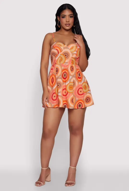 Sunburst Boho Print Bustier Skater Dress sold by Rainbow