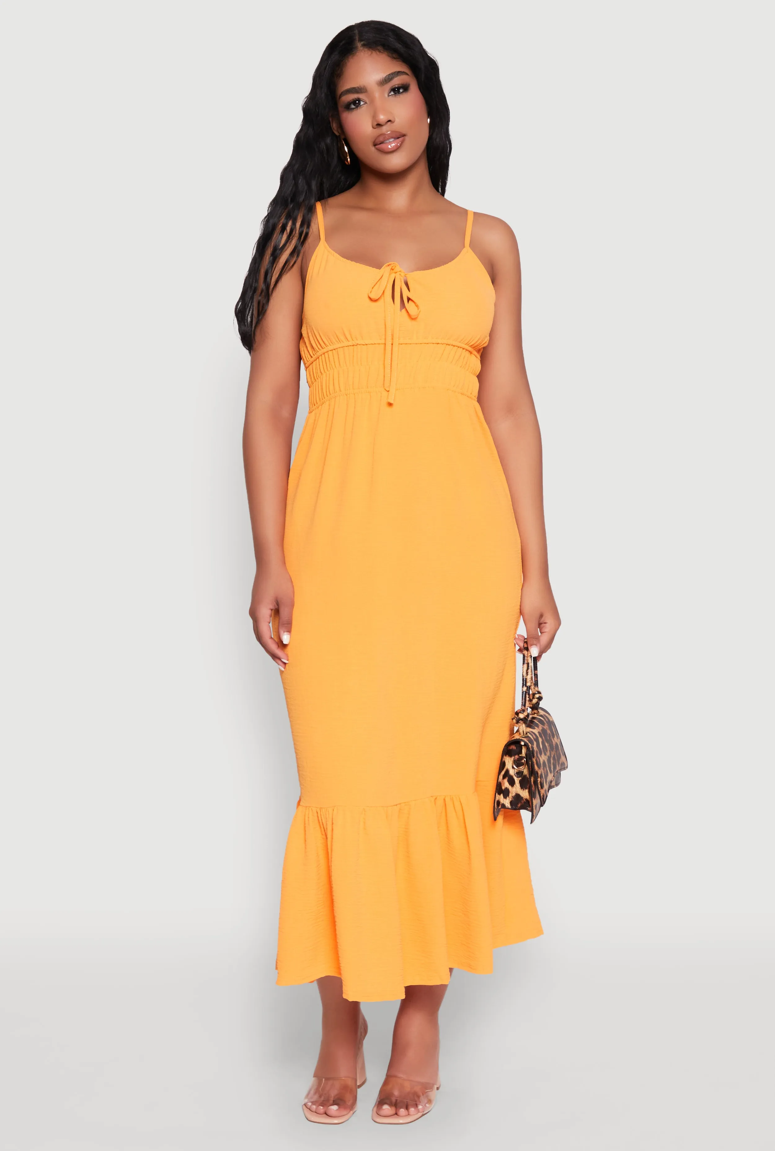 Tie Front Keyhole Flounce Hem Maxi Dress sold by Rainbow product image thumbnail 2