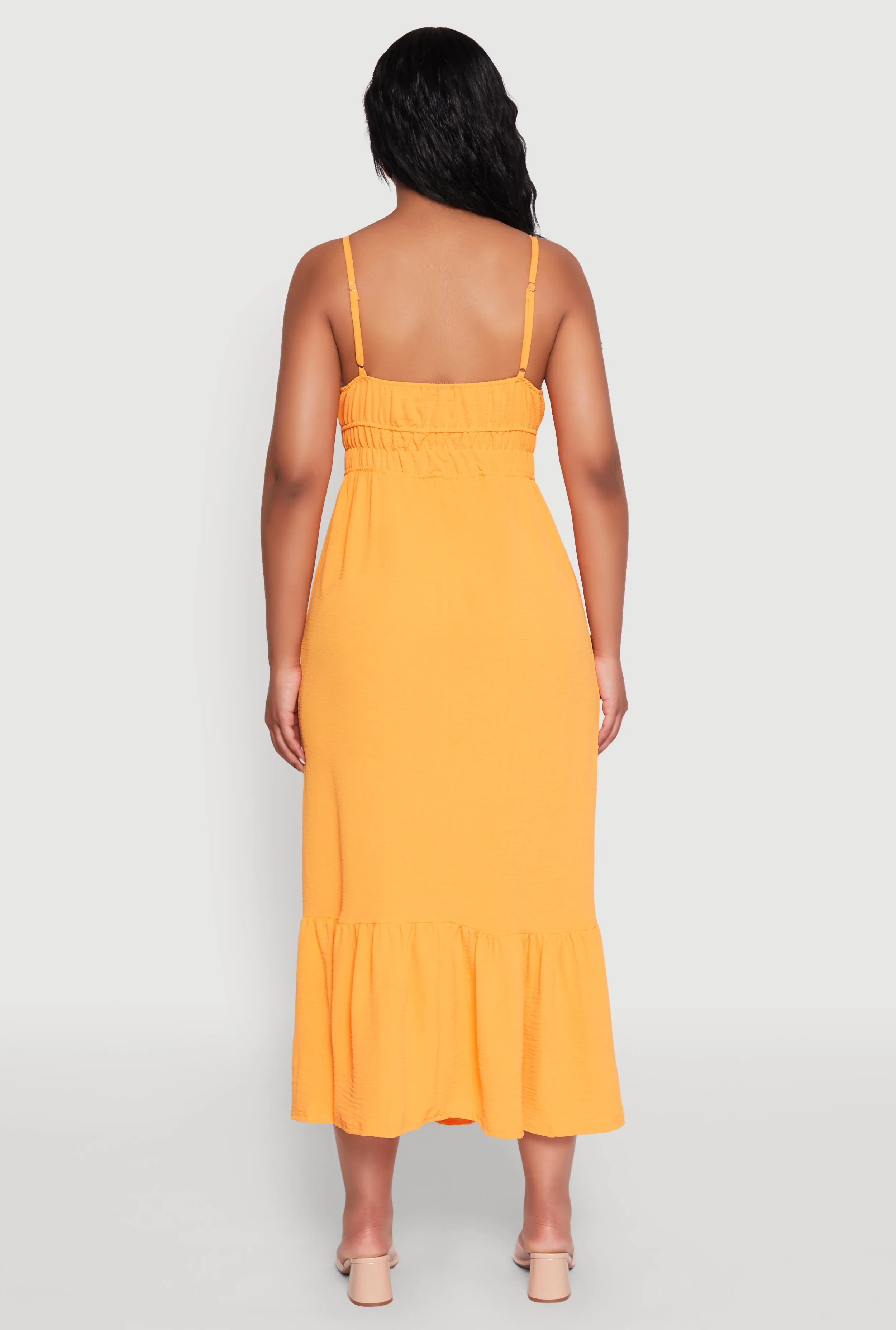 Tie Front Keyhole Flounce Hem Maxi Dress sold by Rainbow product image thumbnail 5