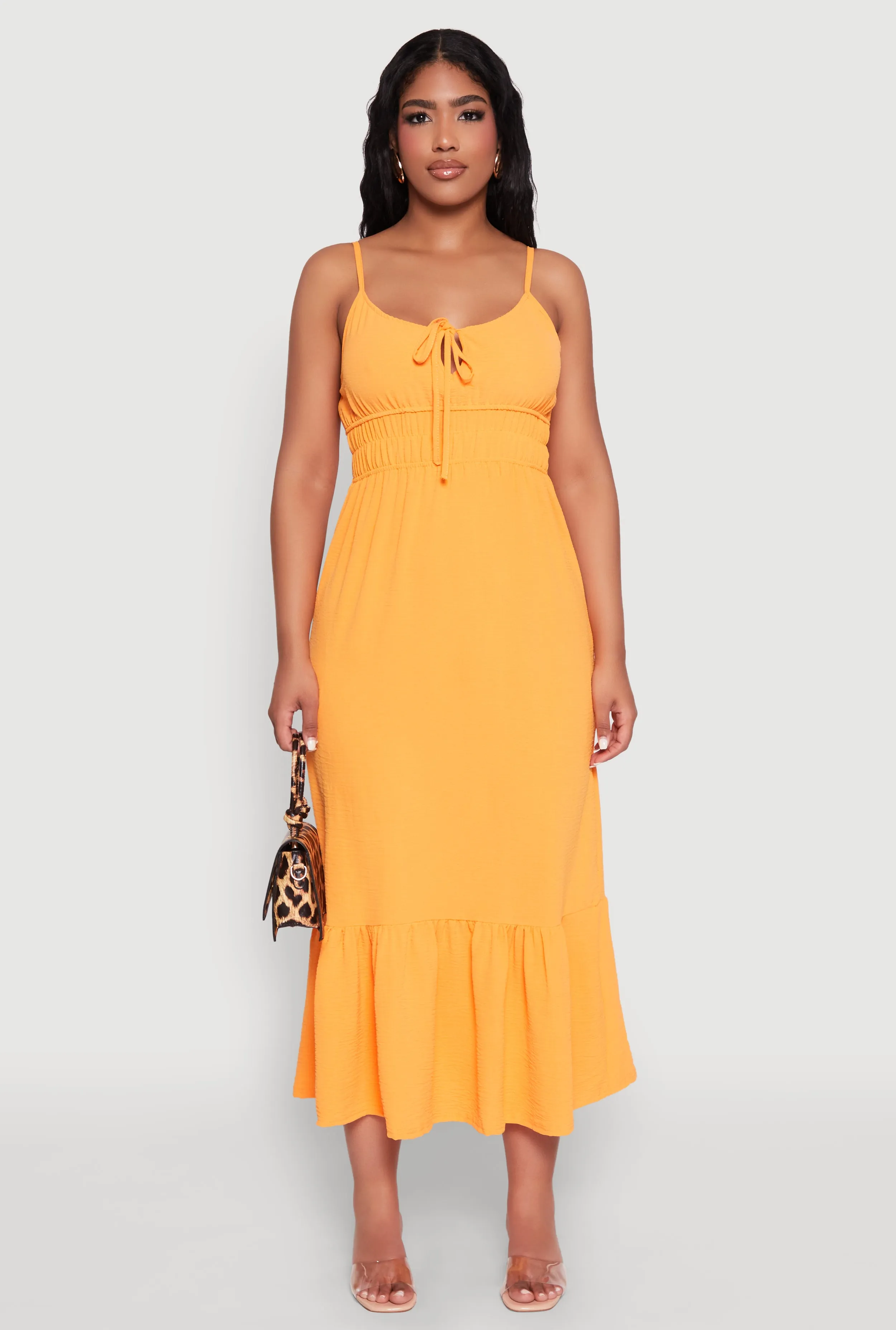 Tie Front Keyhole Flounce Hem Maxi Dress sold by Rainbow