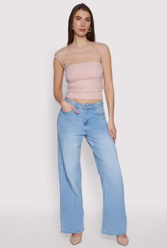 High Neck Mesh Crop Top sold by Rainbow