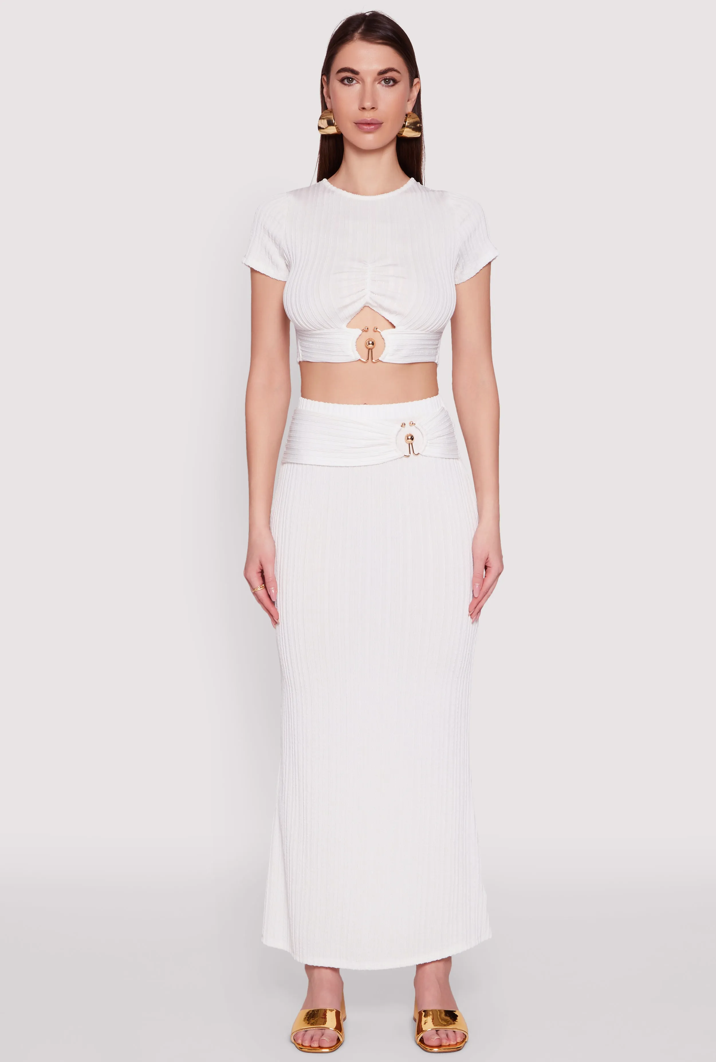 O Ring Metallic Detail Cut Out Crop Top sold by Rainbow product image thumbnail 2