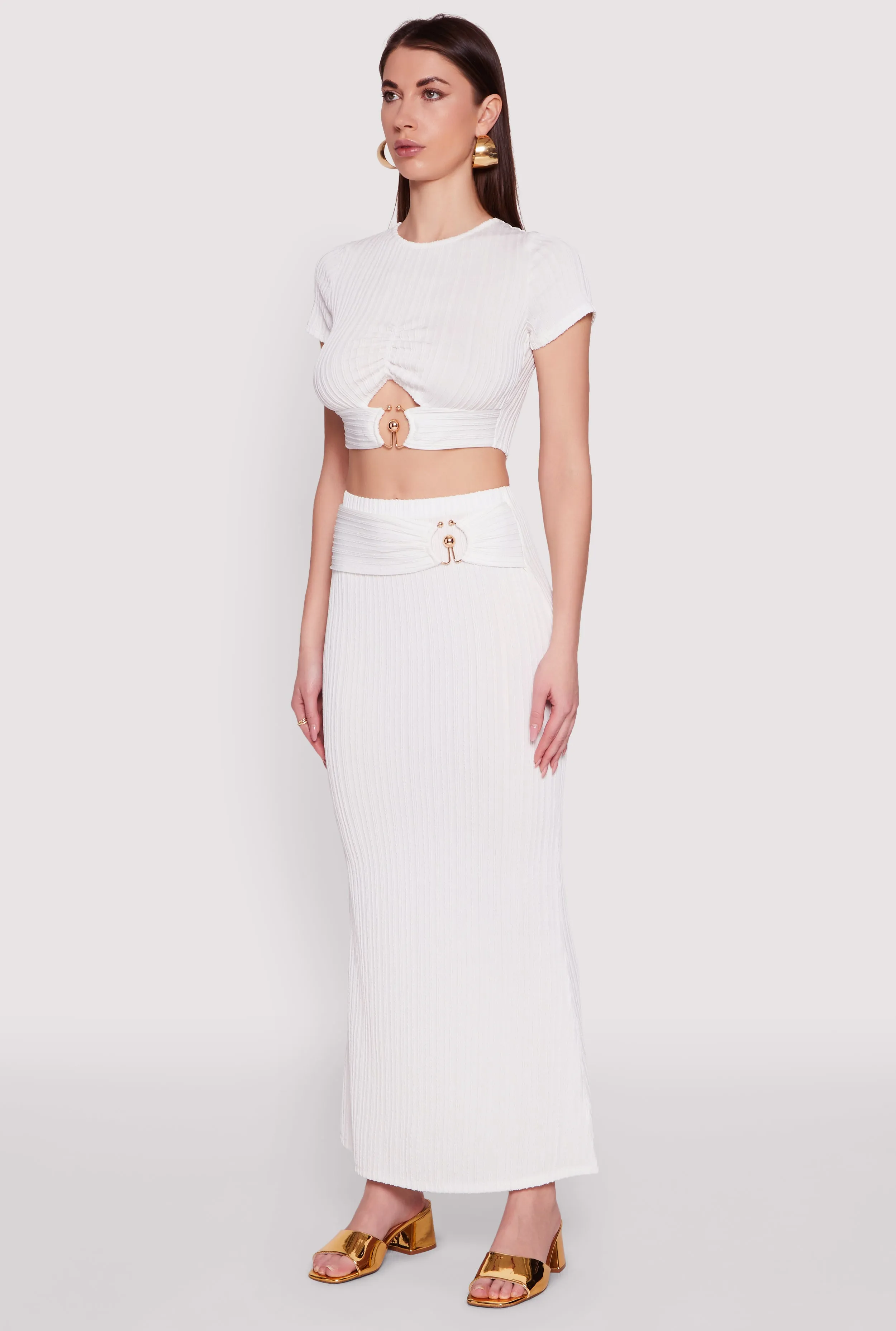 O Ring Metallic Detail Cut Out Crop Top sold by Rainbow product image thumbnail 5