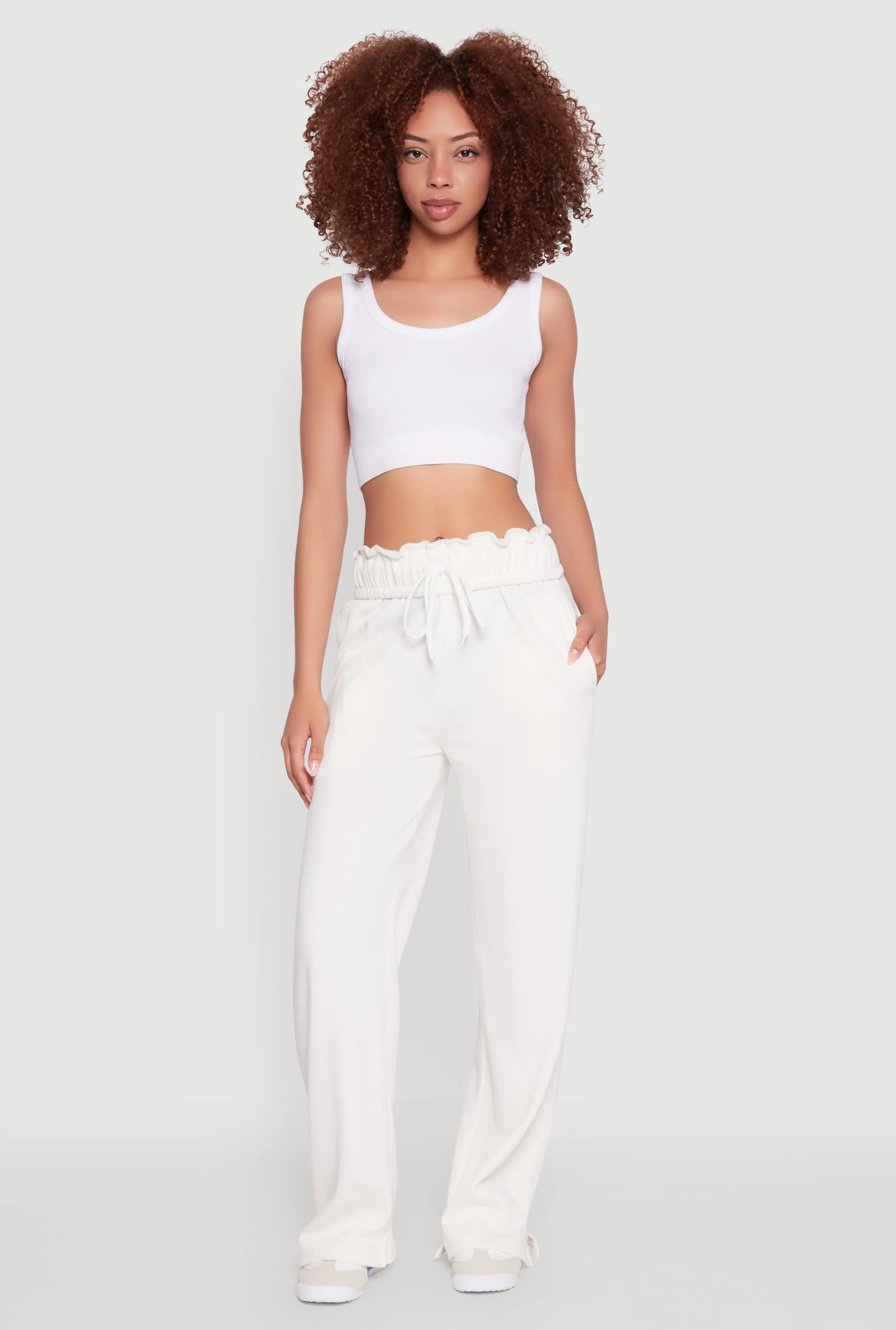 Drawstring Paper Bag Waist Sweatpants sold by Rainbow