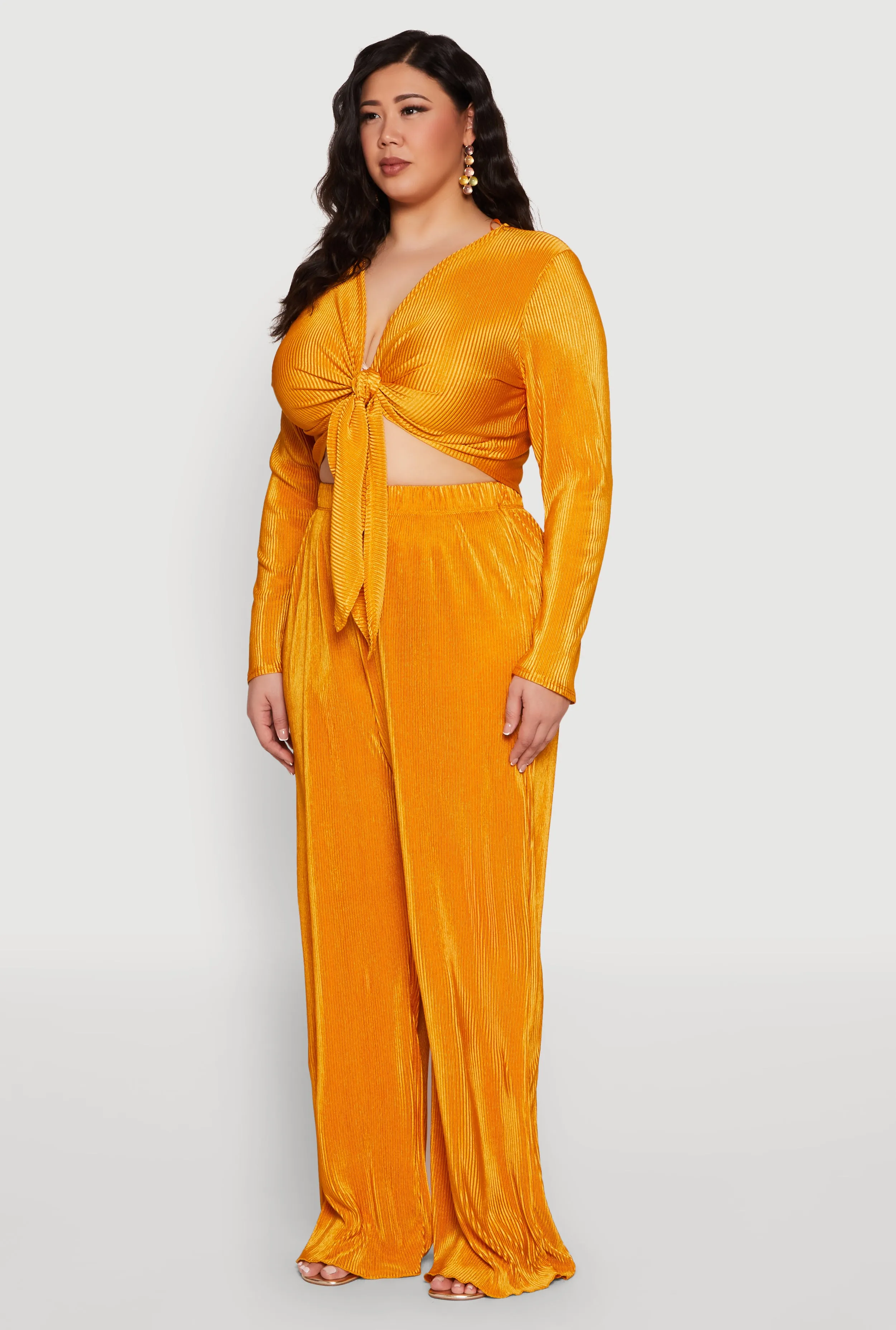 Plus Size Plisse Tie Front Crop Top sold by Rainbow product image thumbnail 5