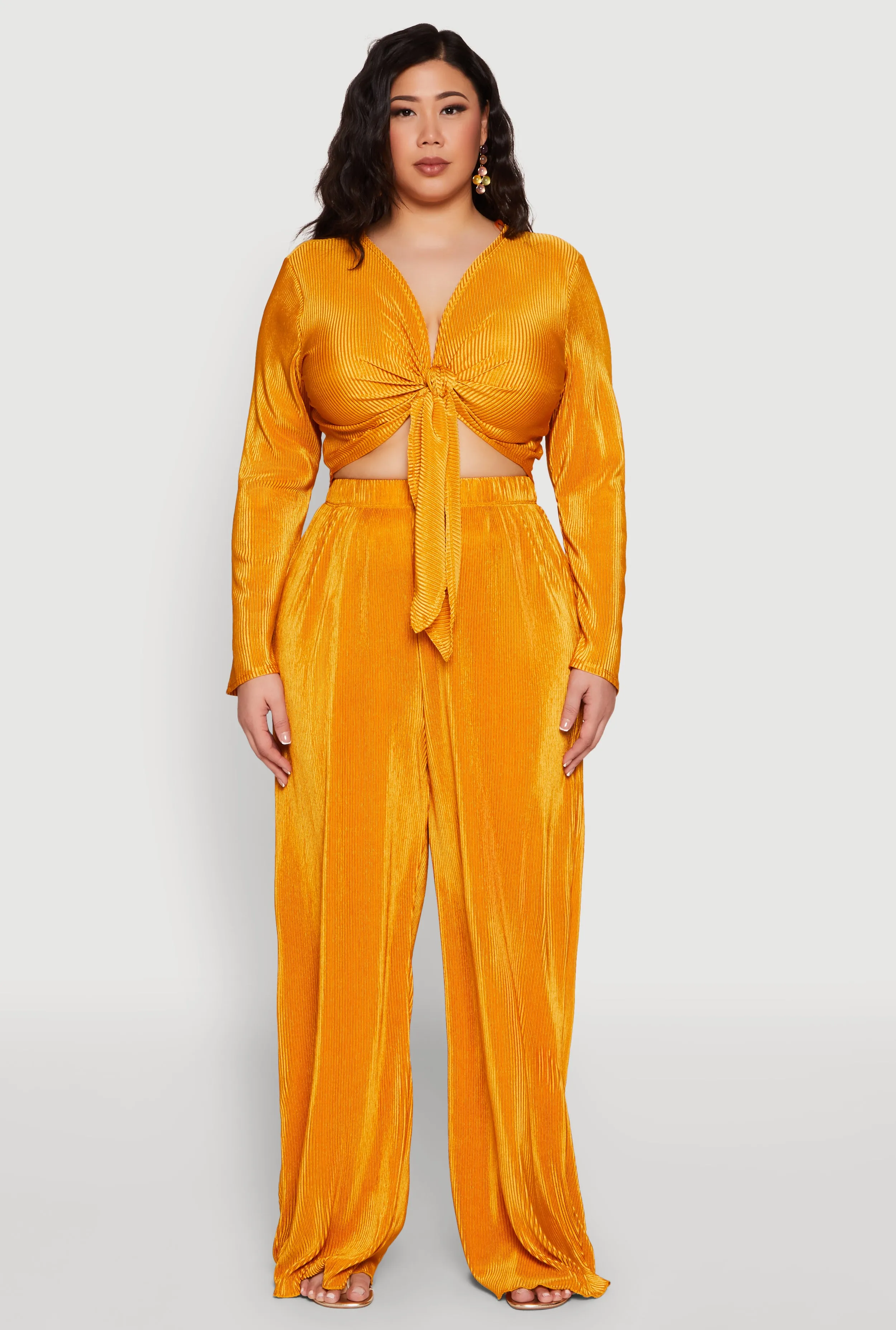 Plus Size Plisse Tie Front Crop Top sold by Rainbow product image thumbnail 2