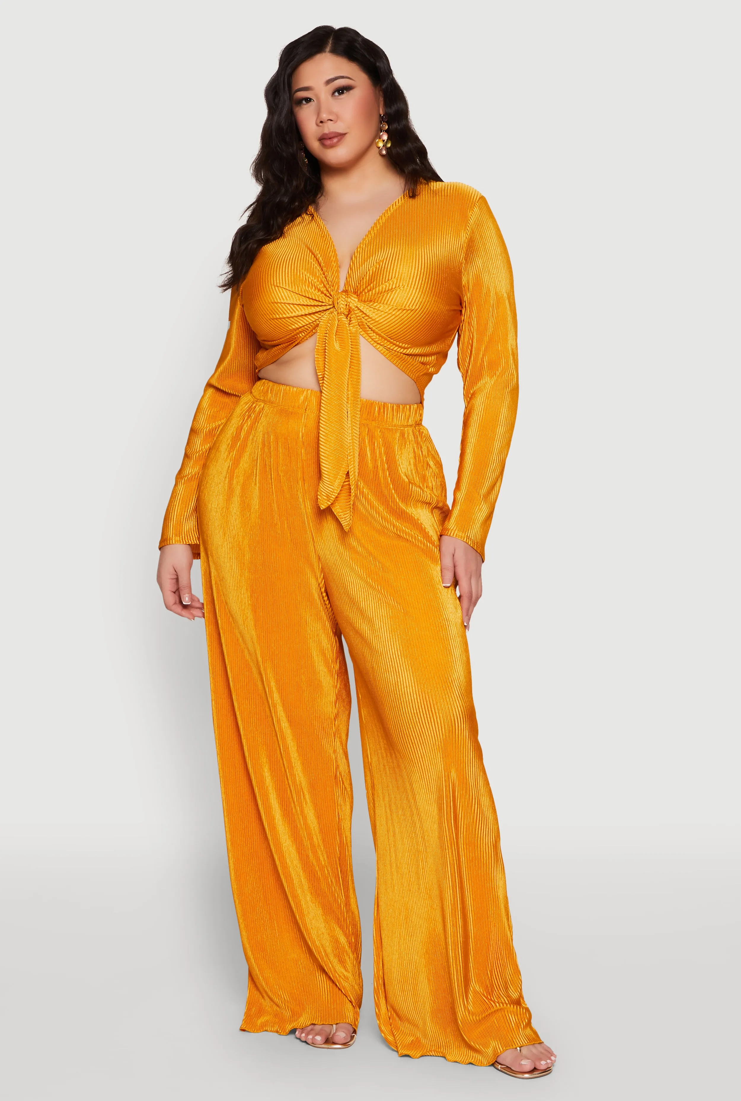 Plus Size Plisse Tie Front Crop Top sold by Rainbow product image thumbnail 3