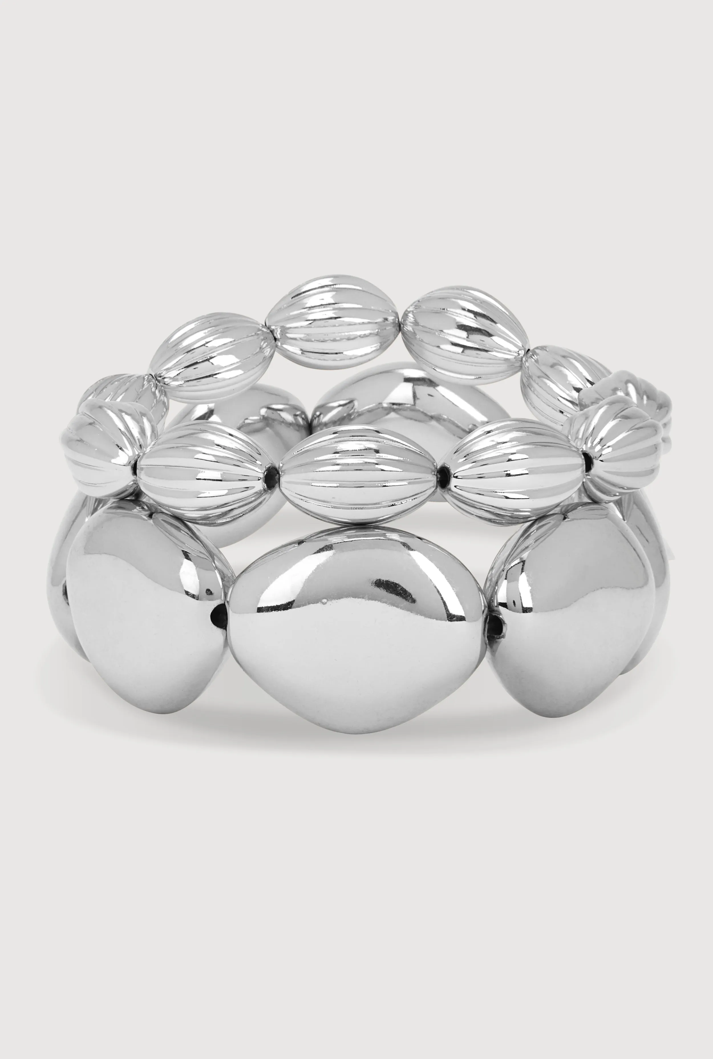 Metallic Beaded Stretch Bracelets Set of 2 sold by Rainbow