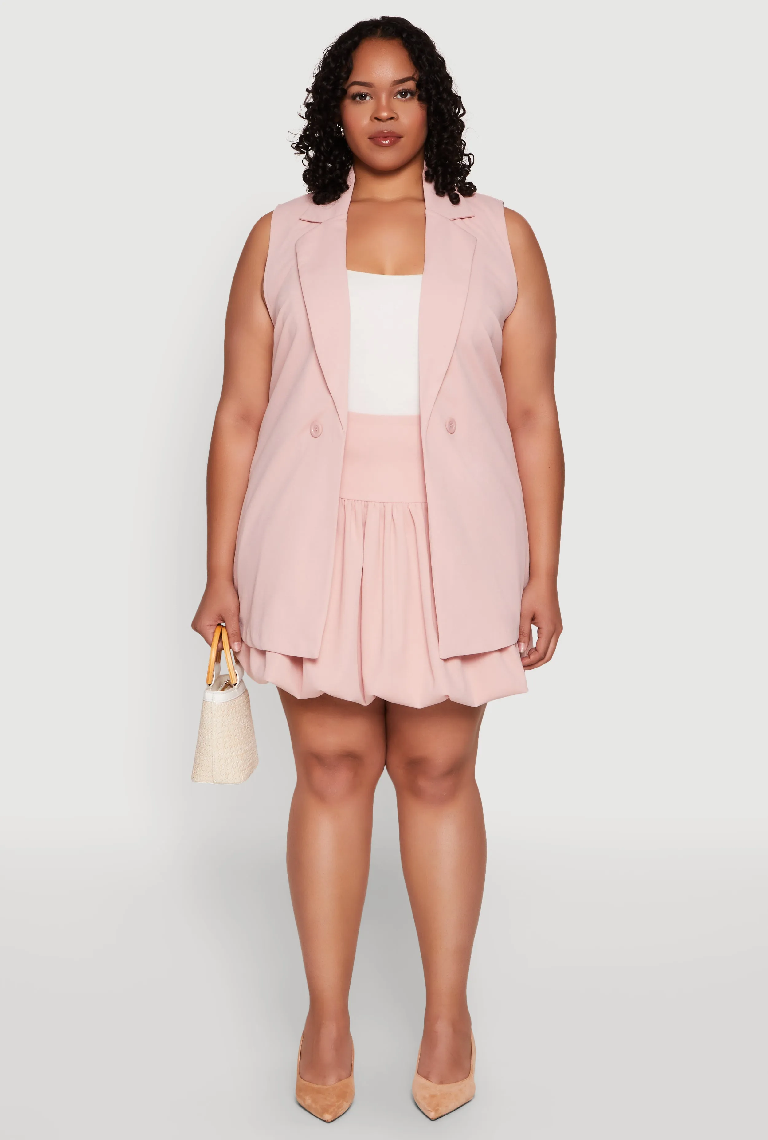 Plus Size Crepe Knit Button Detail Blazer Vest sold by Rainbow product image thumbnail 2