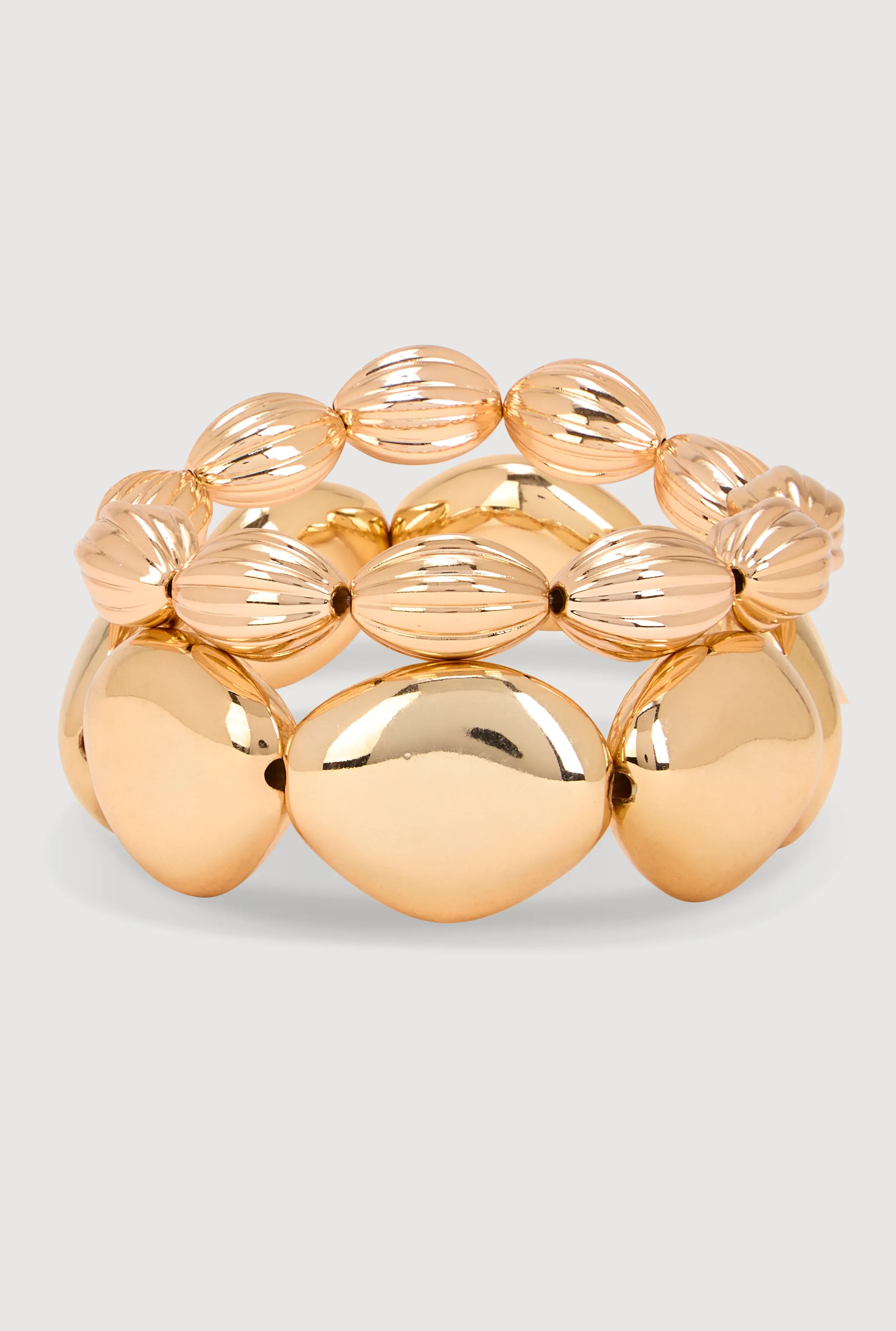 Metallic Beaded Stretch Bracelets Set of 2 sold by Rainbow