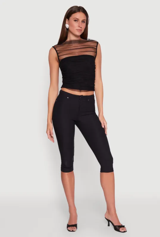 High Neck Mesh Crop Top sold by Rainbow
