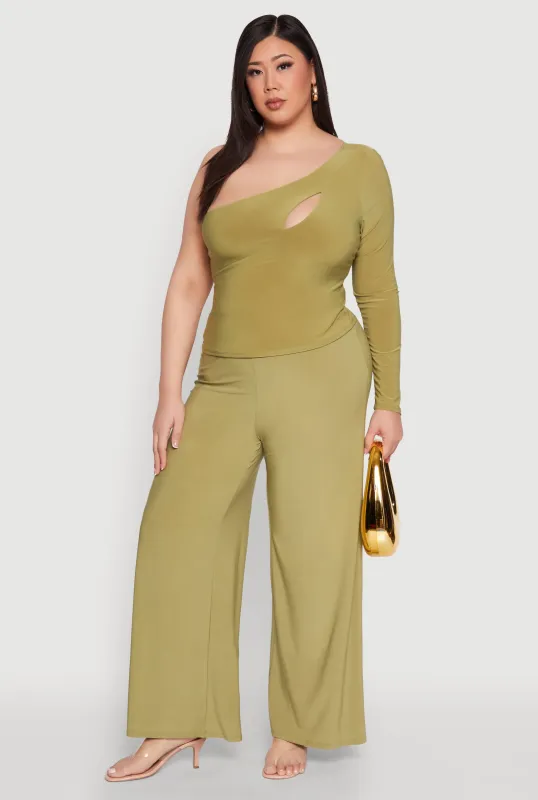 Plus Size Wide Waist Palazzo Pants sold by Rainbow