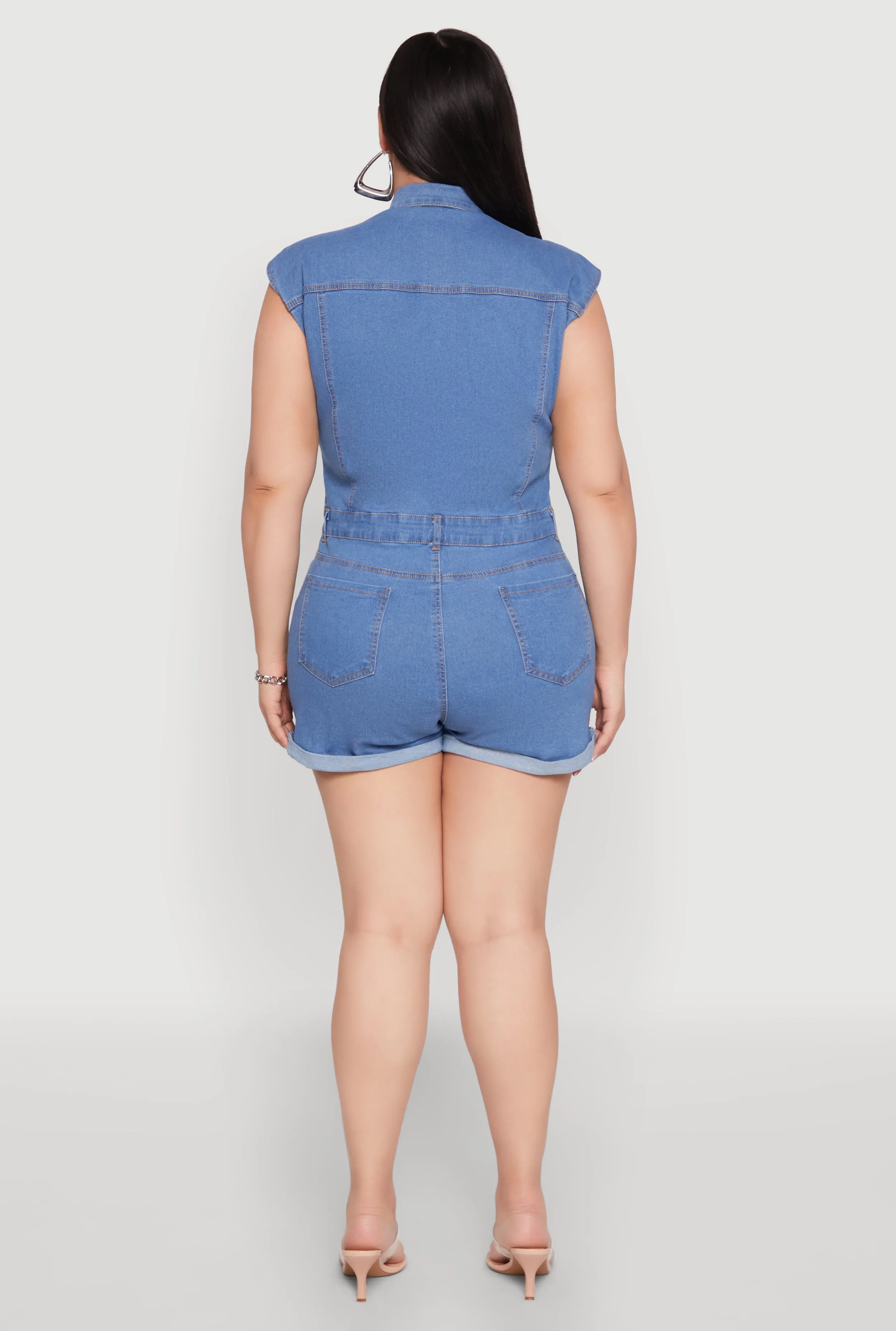 Plus Size Daisy Cargo Pocket Denim Romper sold by Rainbow product image thumbnail 5