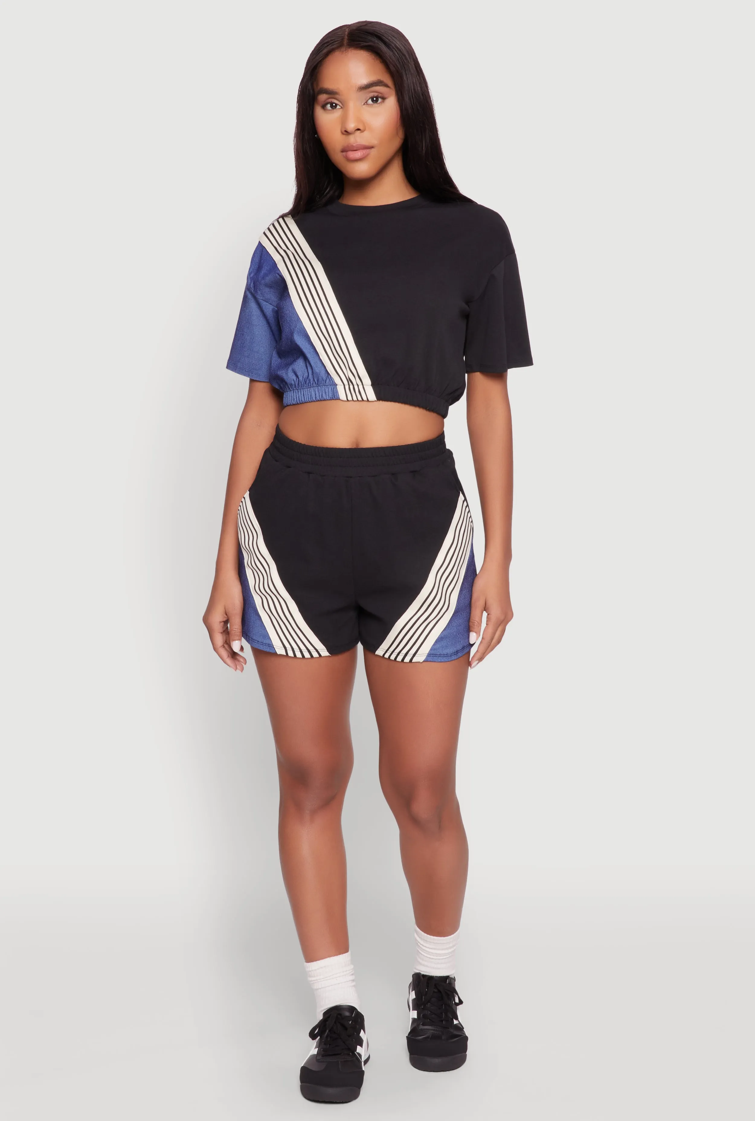 Color Block Stripe Detail Crop Top sold by Rainbow product image thumbnail 3