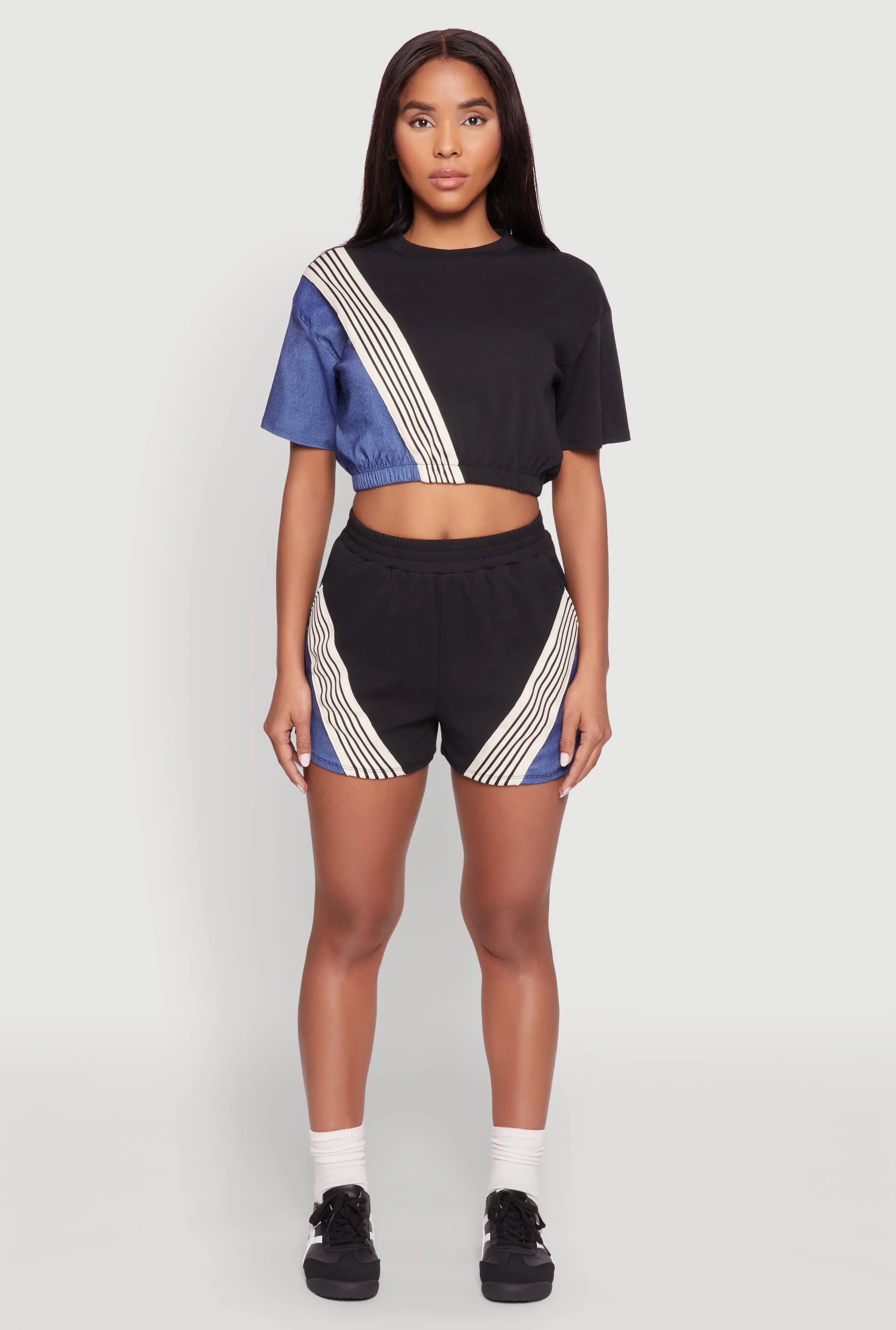 Color Block Stripe Detail Crop Top sold by Rainbow product image thumbnail 2
