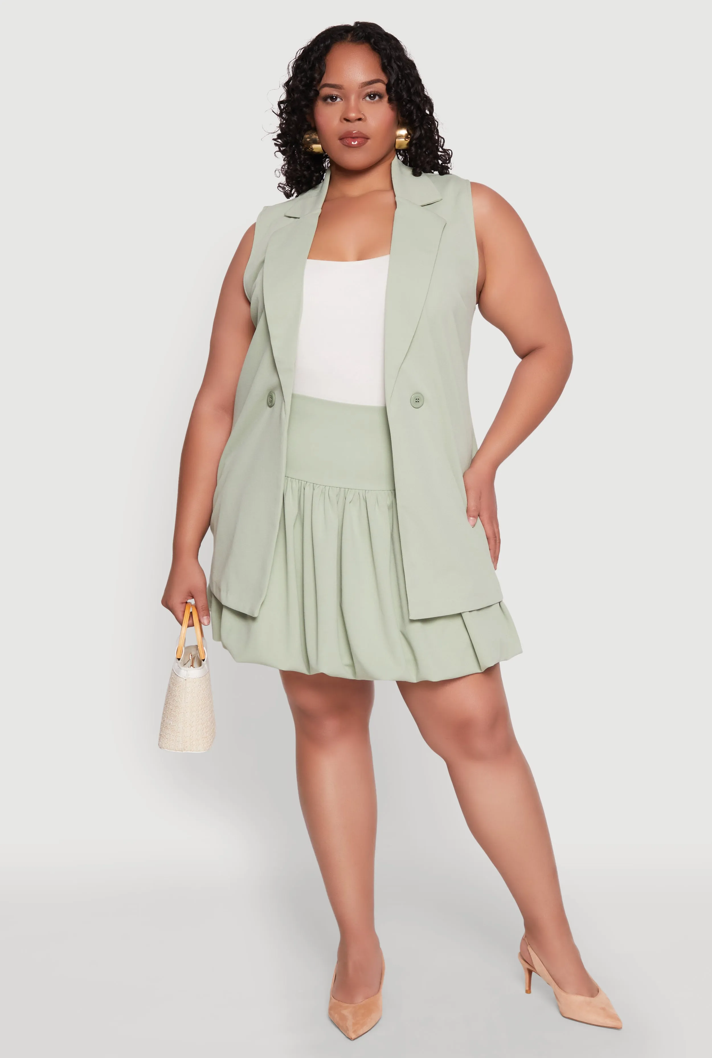 Plus Size Crepe Knit Bubble Skirt sold by Rainbow