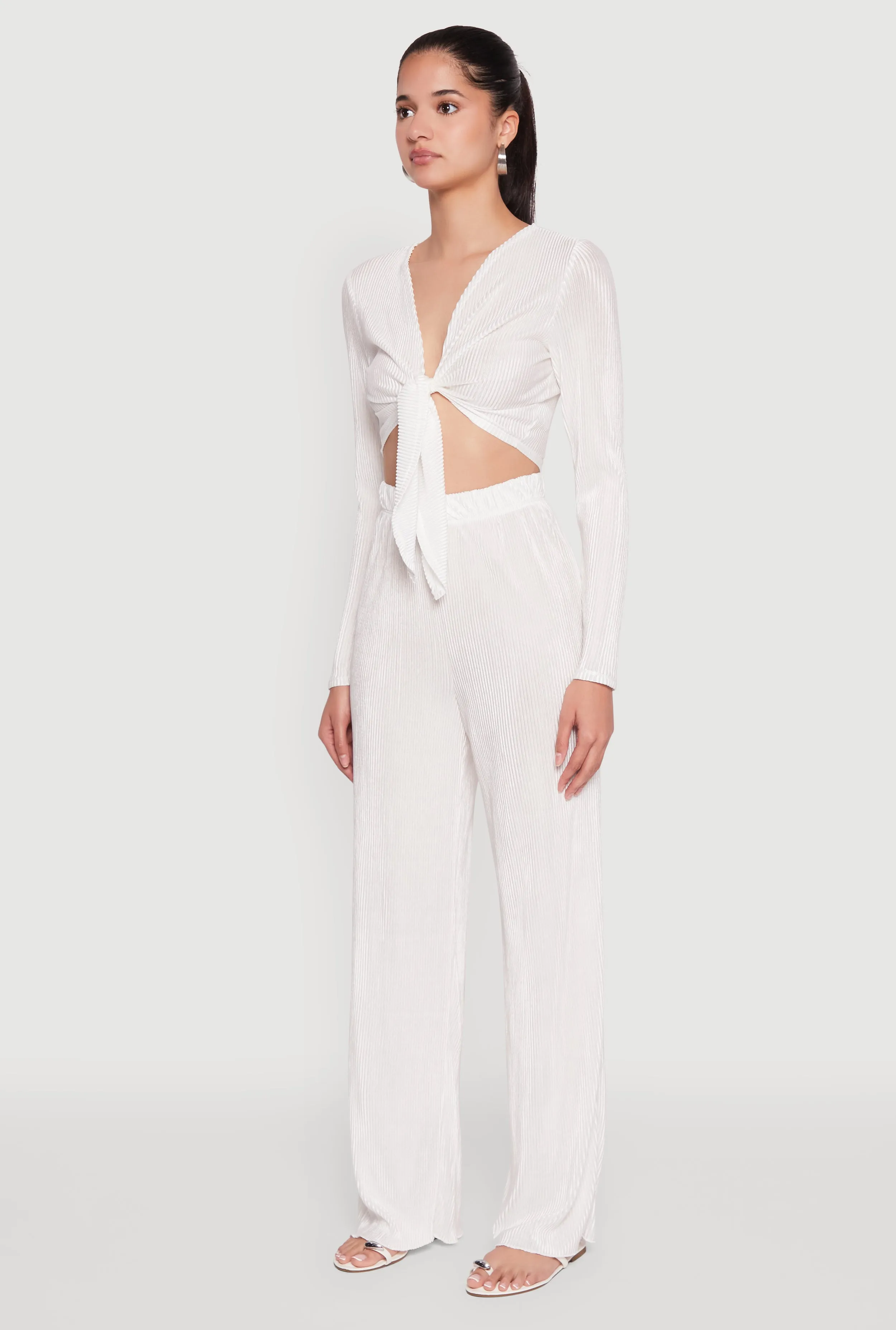 Plisse Tie Front Crop Top sold by Rainbow product image thumbnail 5