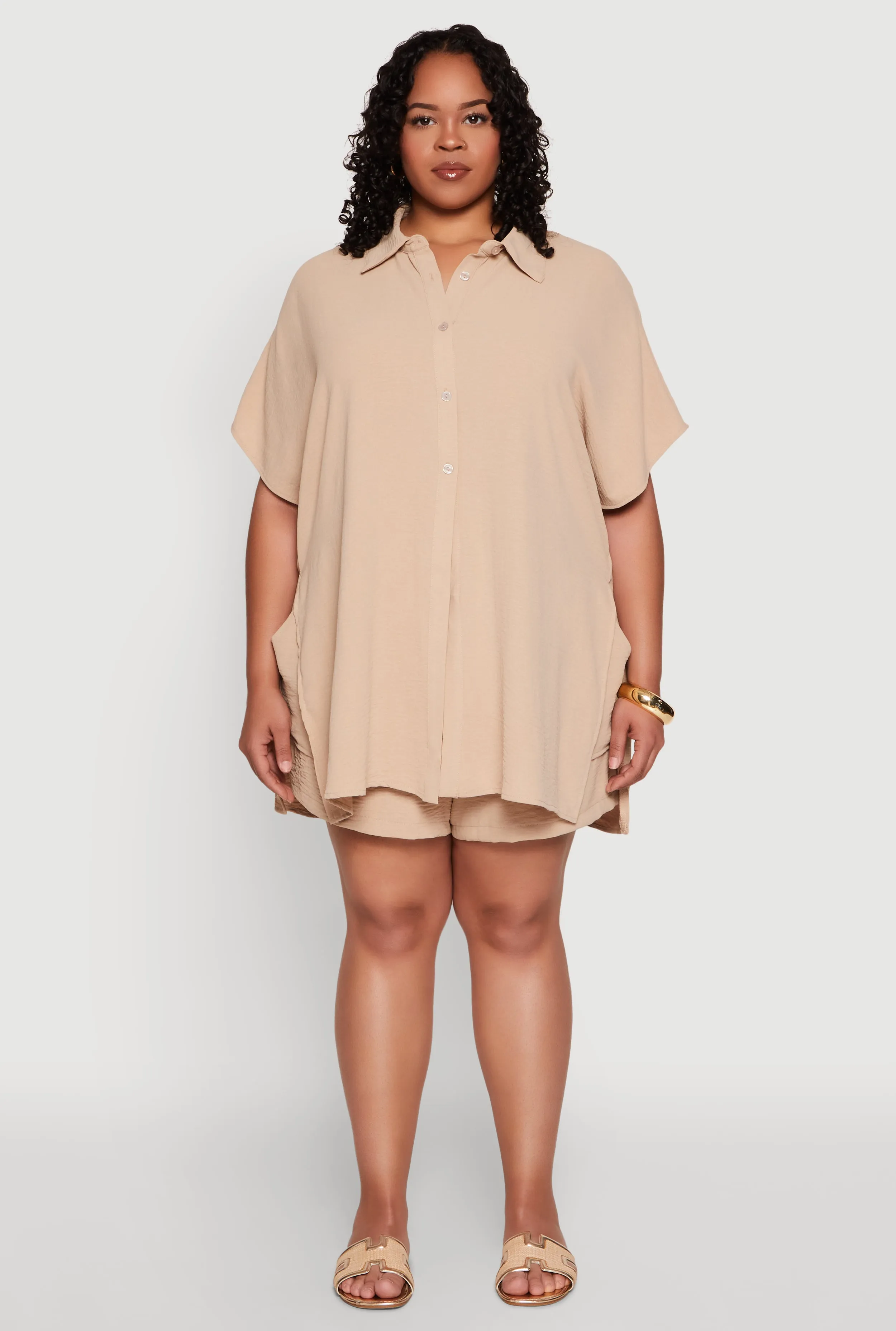 Plus Size Airy Oversized Slit Hem Shirt sold by Rainbow product image thumbnail 2