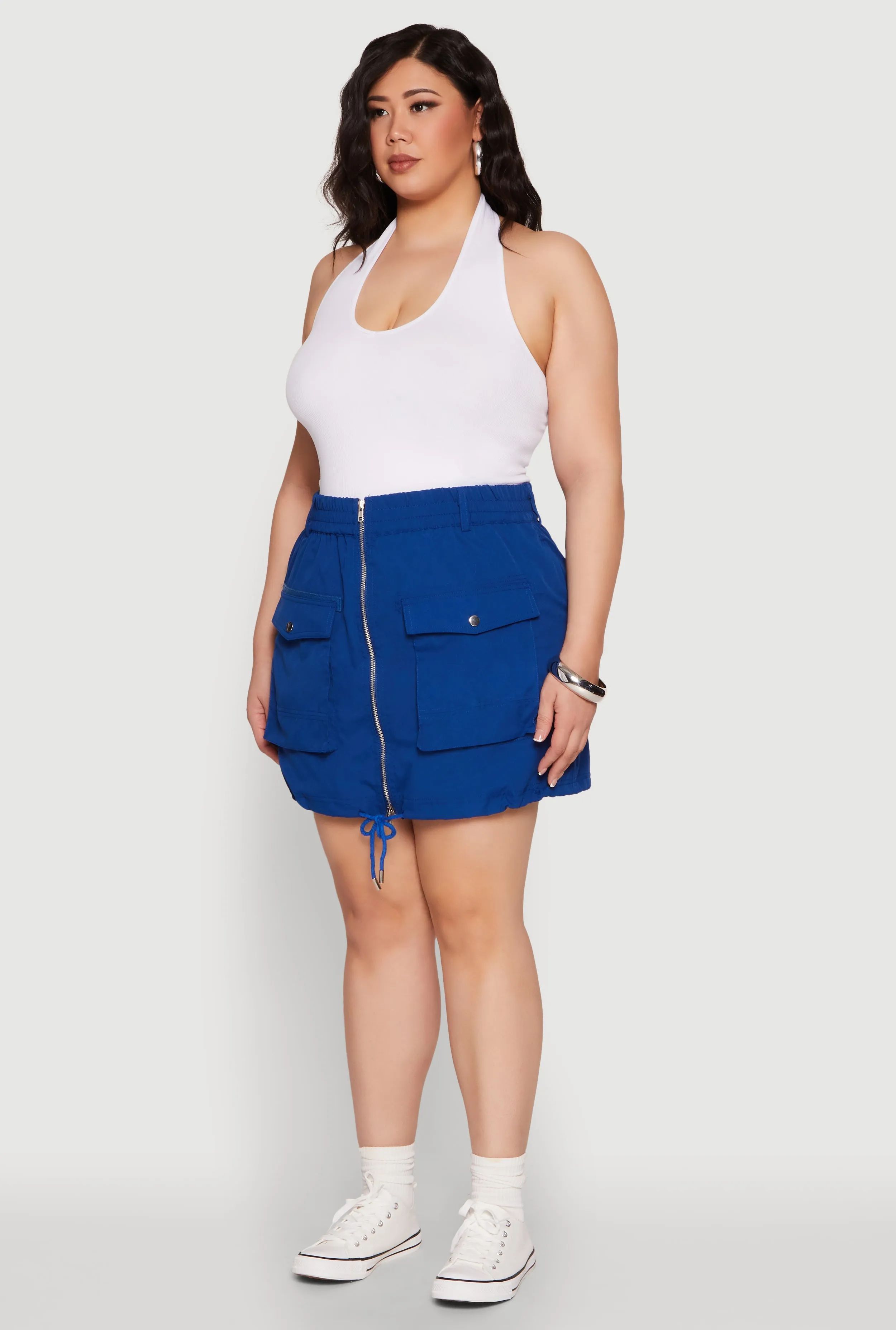 Plus Size Zip Front Cargo Pocket Skirt sold by Rainbow product image thumbnail 3