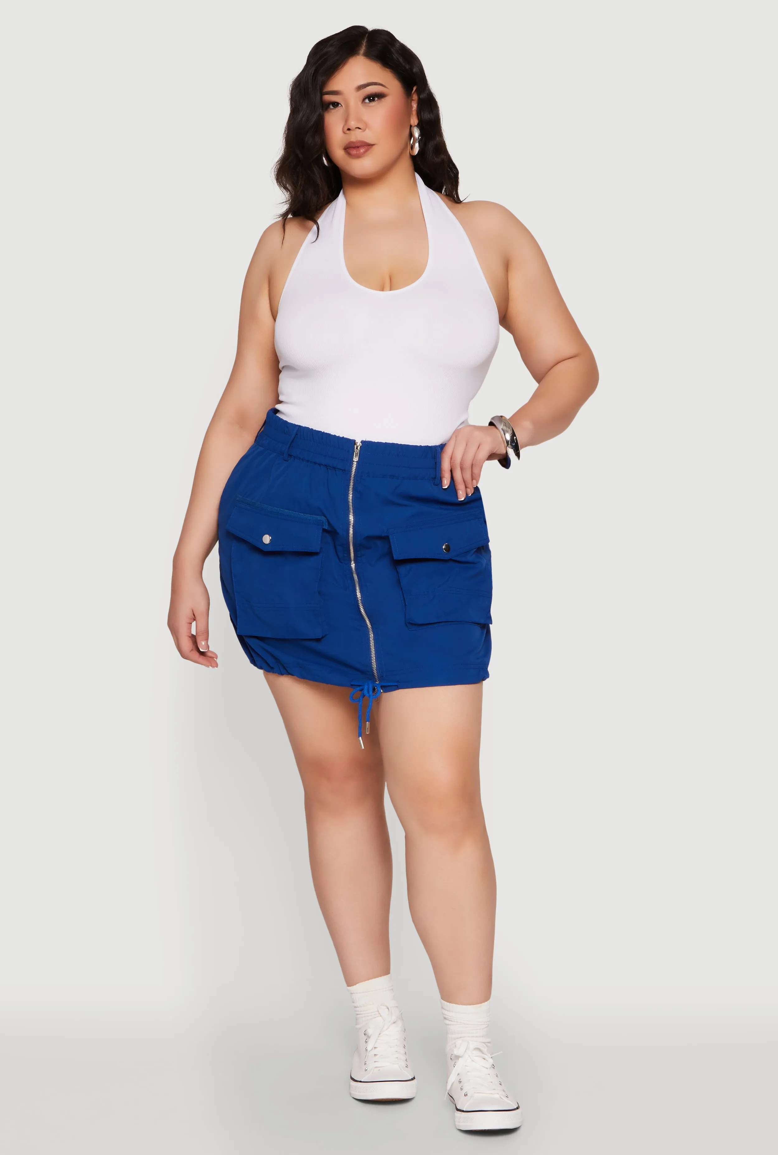Plus Size Zip Front Cargo Pocket Skirt sold by Rainbow product image thumbnail 2