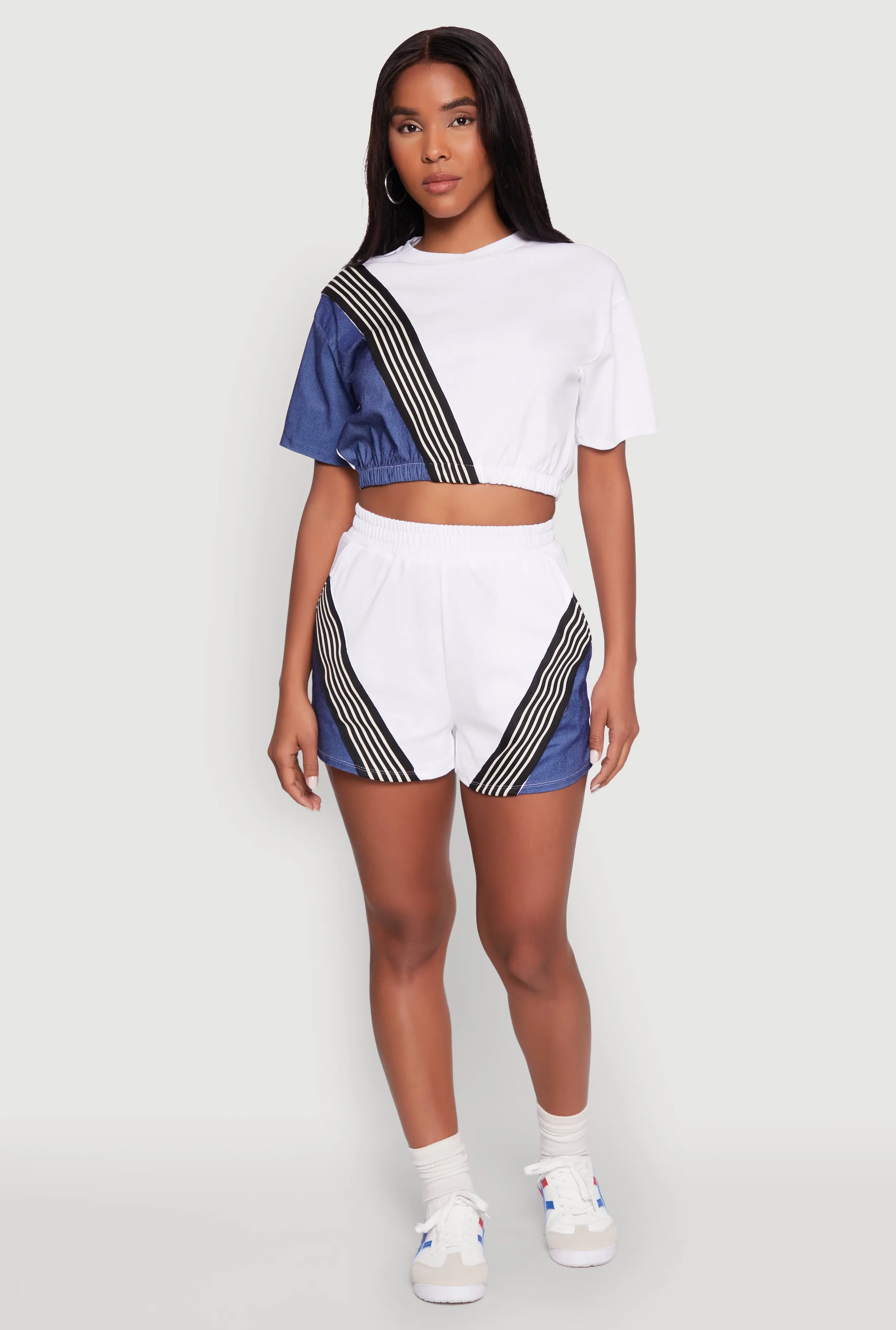 Color Block Stripe Detail Crop Top sold by Rainbow product image thumbnail 2