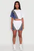 Color Block Stripe Detail Crop Top sold by Rainbow