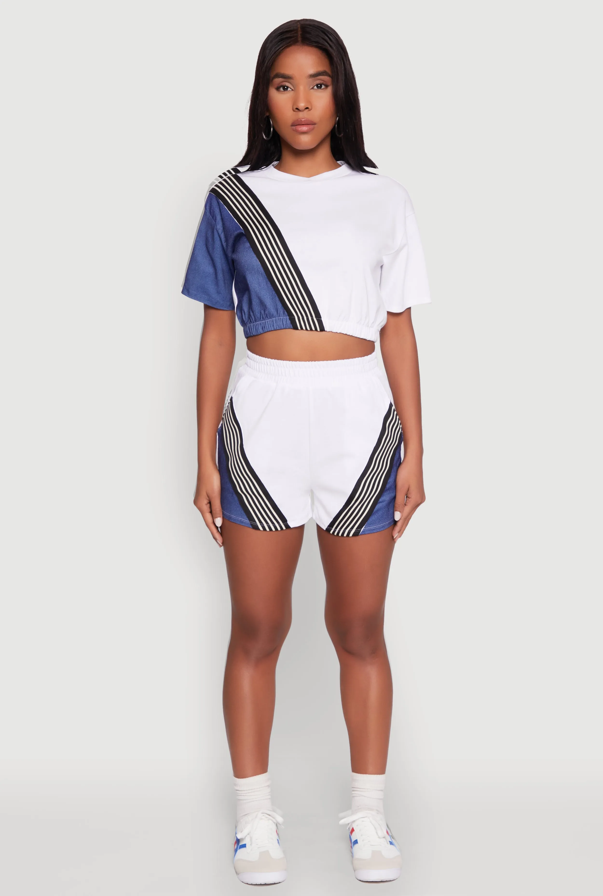 Color Block Stripe Detail Crop Top sold by Rainbow product image thumbnail 3