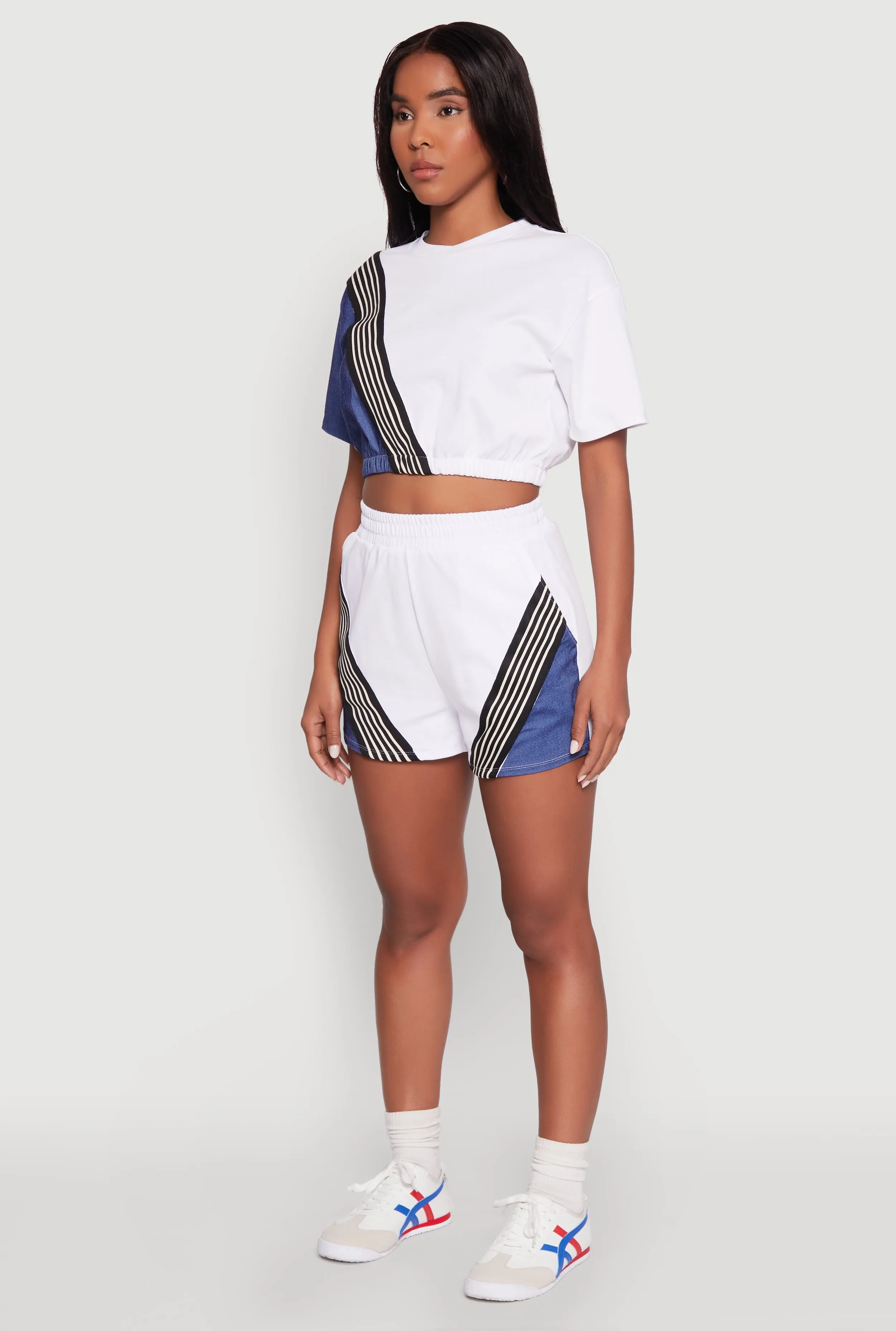 Color Block Stripe Detail Crop Top sold by Rainbow product image thumbnail 5
