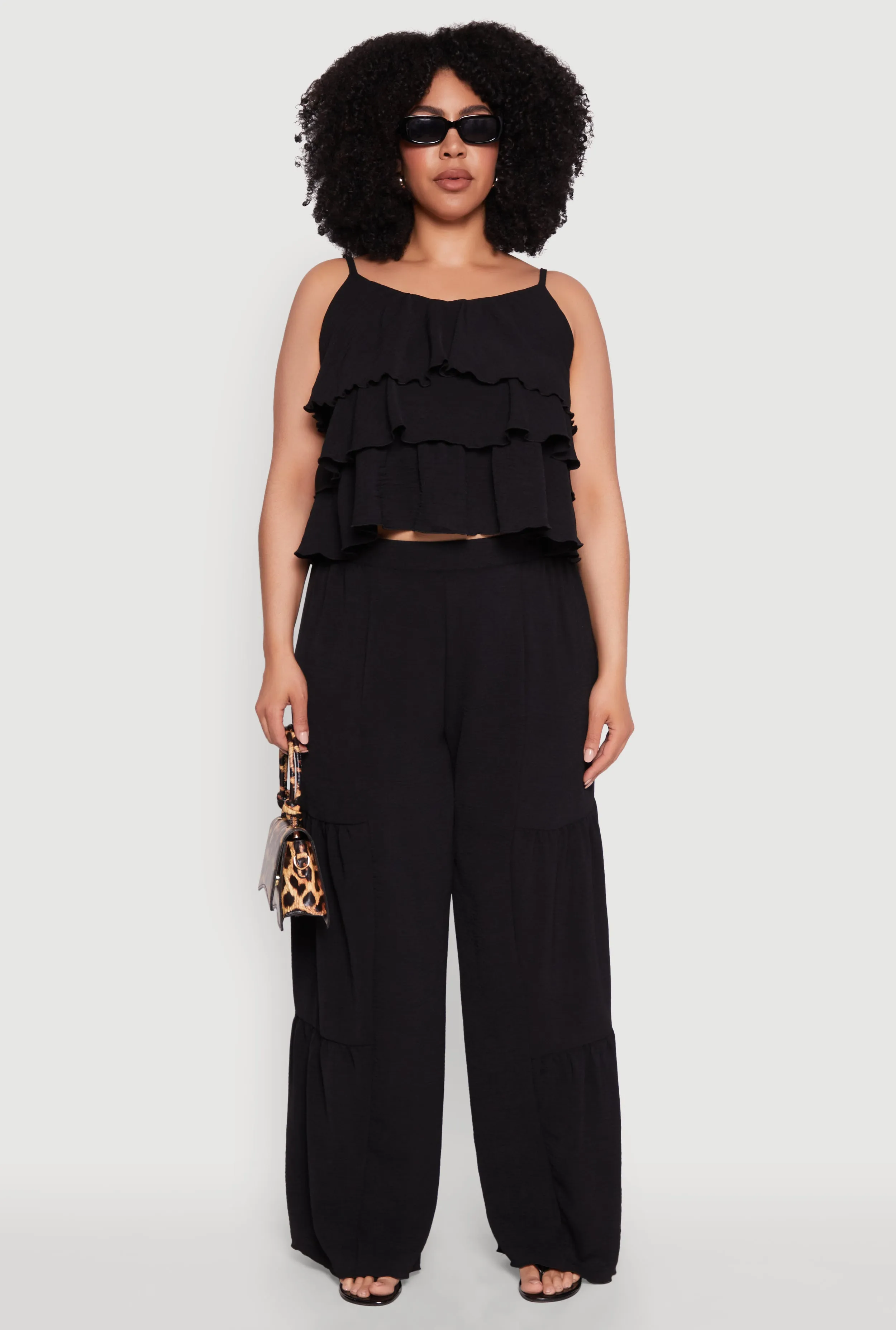 Plus Size Airy Tiered Palazzo Pants sold by Rainbow product image thumbnail 2