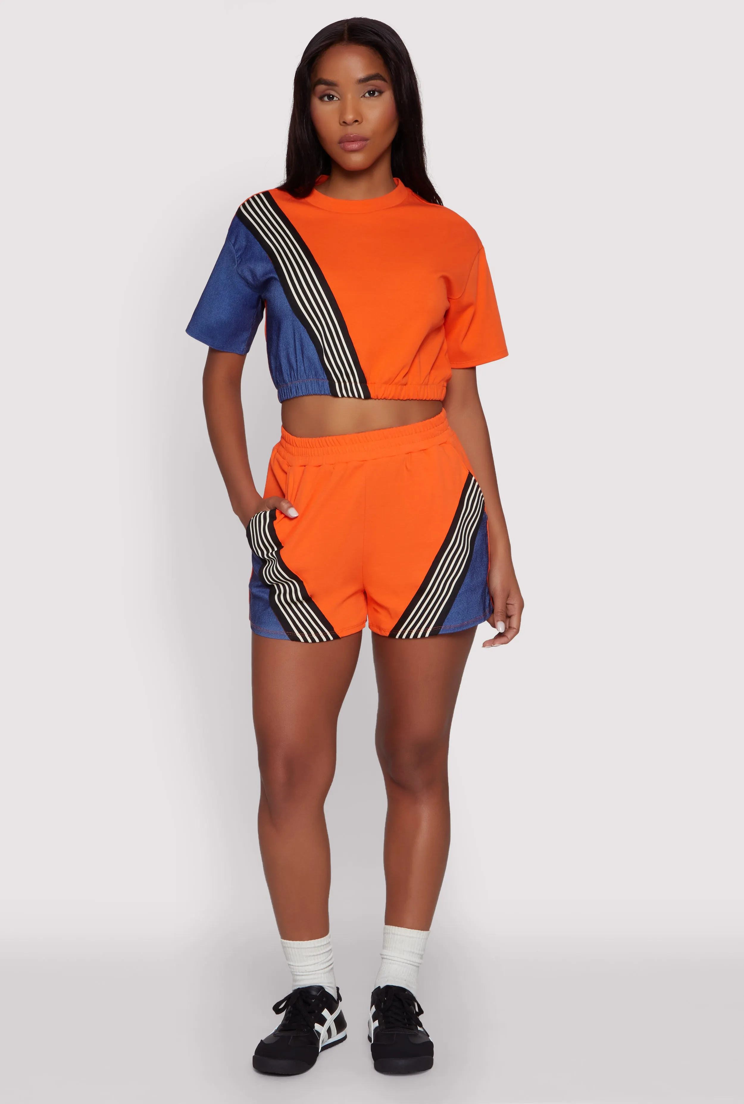 Color Block Stripe Detail Crop Top sold by Rainbow product image thumbnail 3