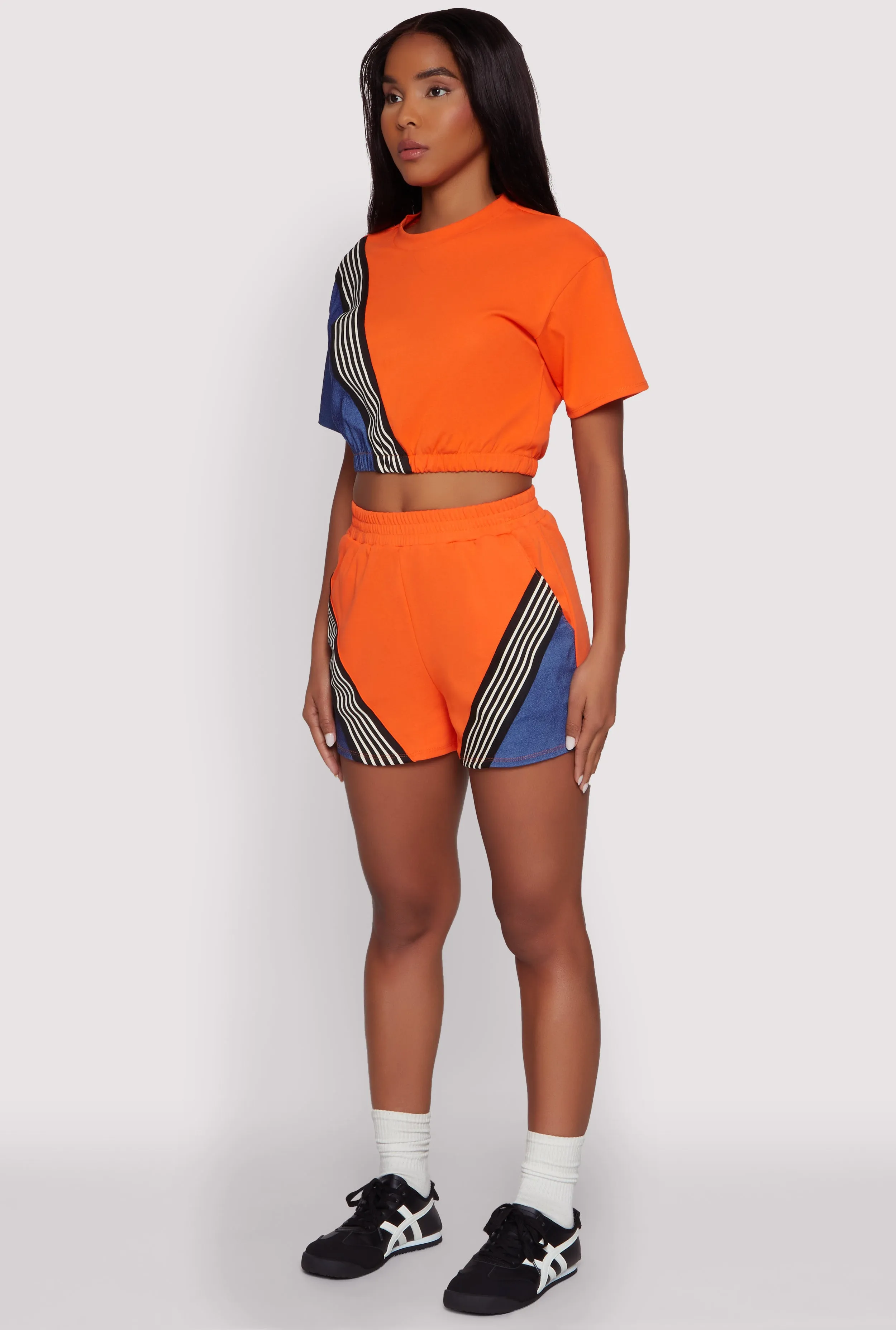 Color Block Stripe Detail Crop Top sold by Rainbow product image thumbnail 5